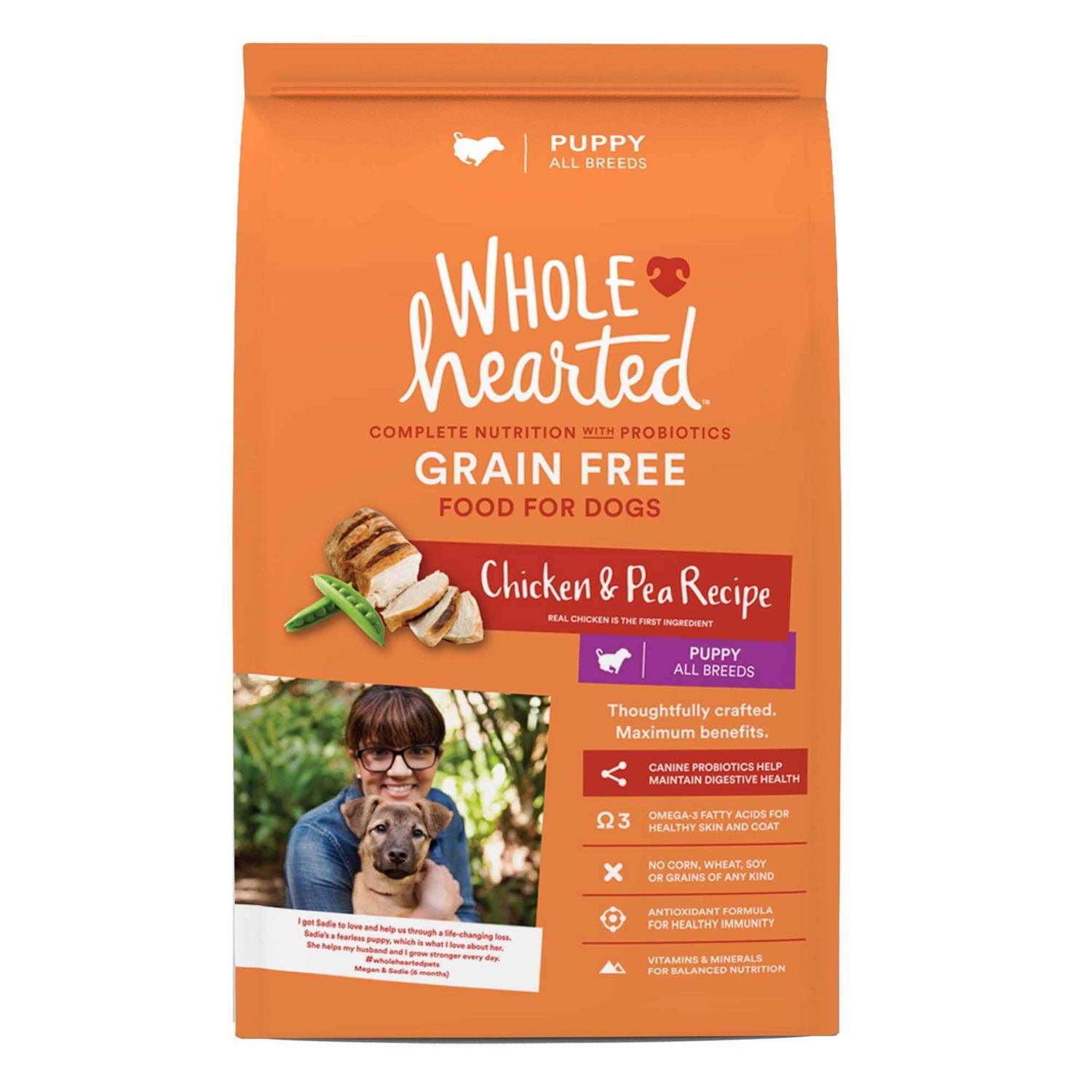 WholeHearted Grain Free Chicken and Pea Recipe Dry Puppy Food - Healthber
