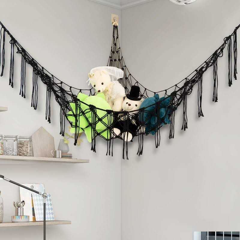 Yelienm Boho Stuffed Animals Net or Hammock Large,55 inch Toy Hammock Macrame Stuff Animal Storage Corner Hanging Net Holder,Mesh Hammock Plush Toy - Healthber