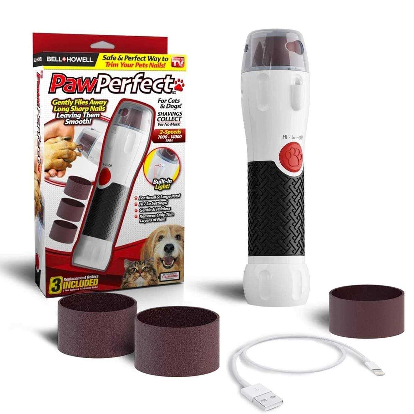 Bell+Howell PAWPERFECT Pet Nail Rotating File with 7000-14000 RPM’s, Dog Nail Grinder Gentle and Painless Trimmer in 3 Modes with 3 Replacement - Healthber