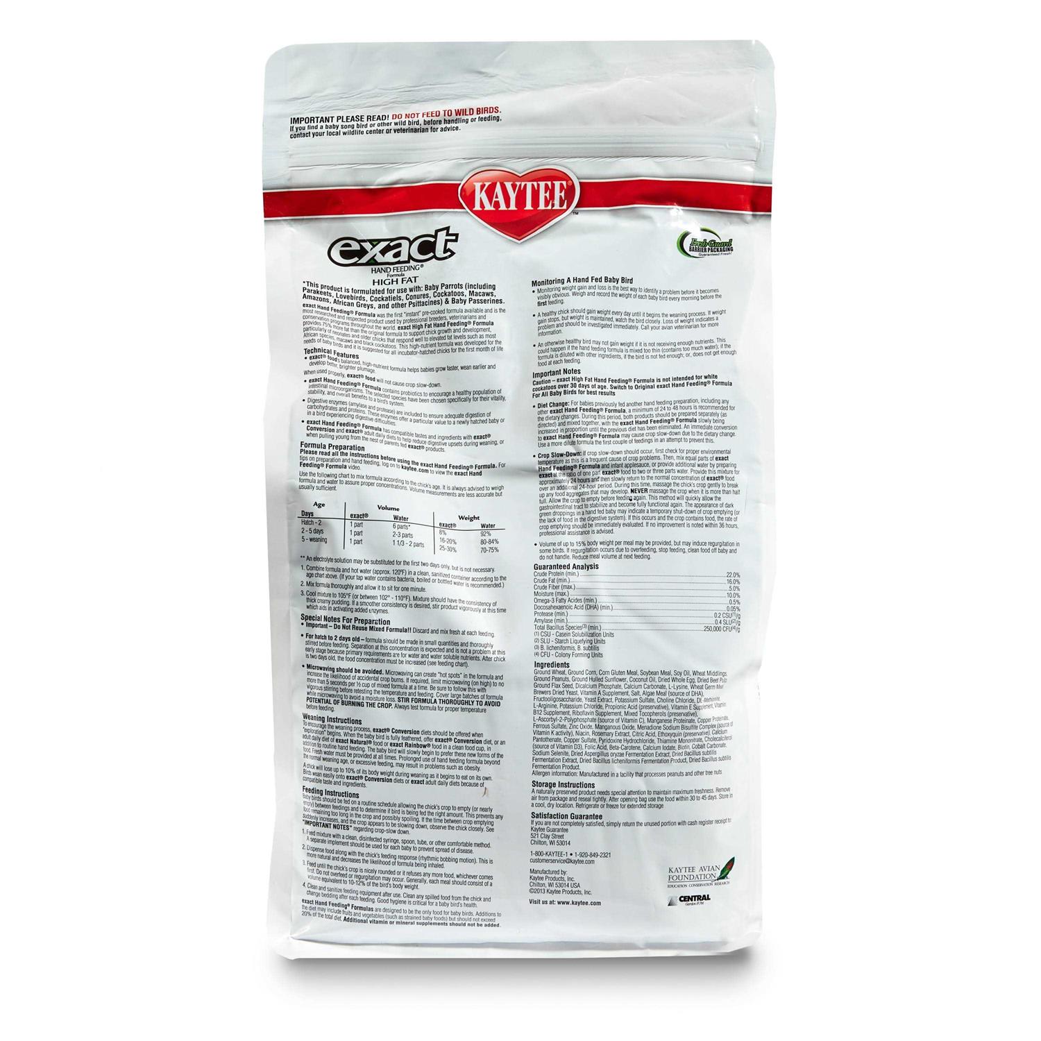 Kaytee Exact High Fat Hand Feeding Baby Bird Food - Healthber