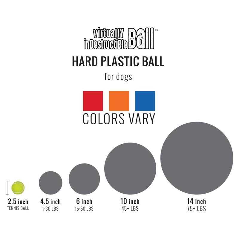 The Virtually Indestructible Ball Dog Toy, Color Varies, 6-in - Healthber