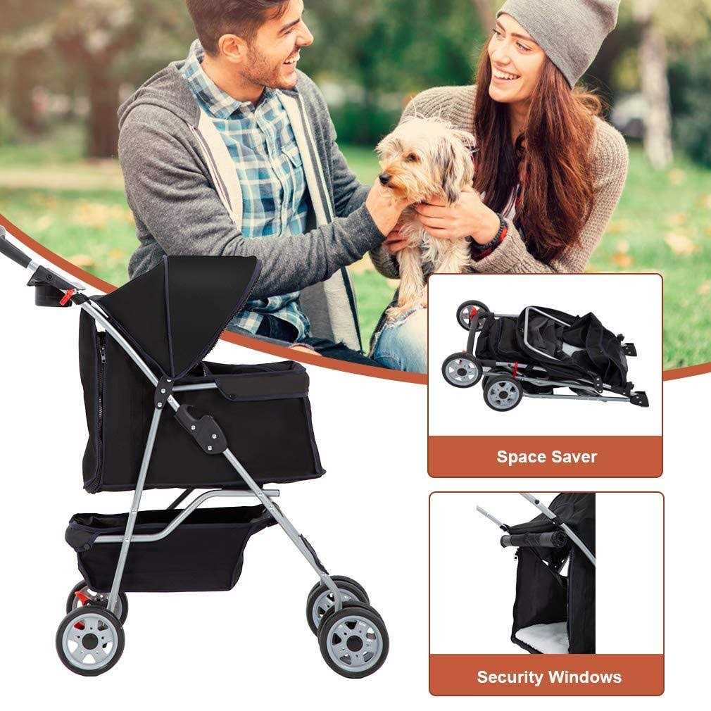 Bestpet 4 Wheels Pet Stroller for Cats and Dogs - Healthber