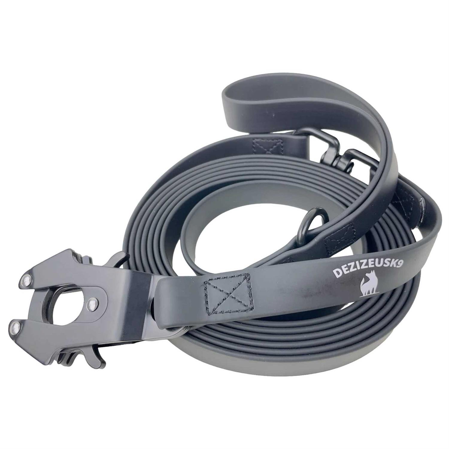 DEZIZEUSK9 Biothane Heavy Duty Dog Leash Tactical Dog Lead Quick Release Locking cable carabiner clasp - Healthber