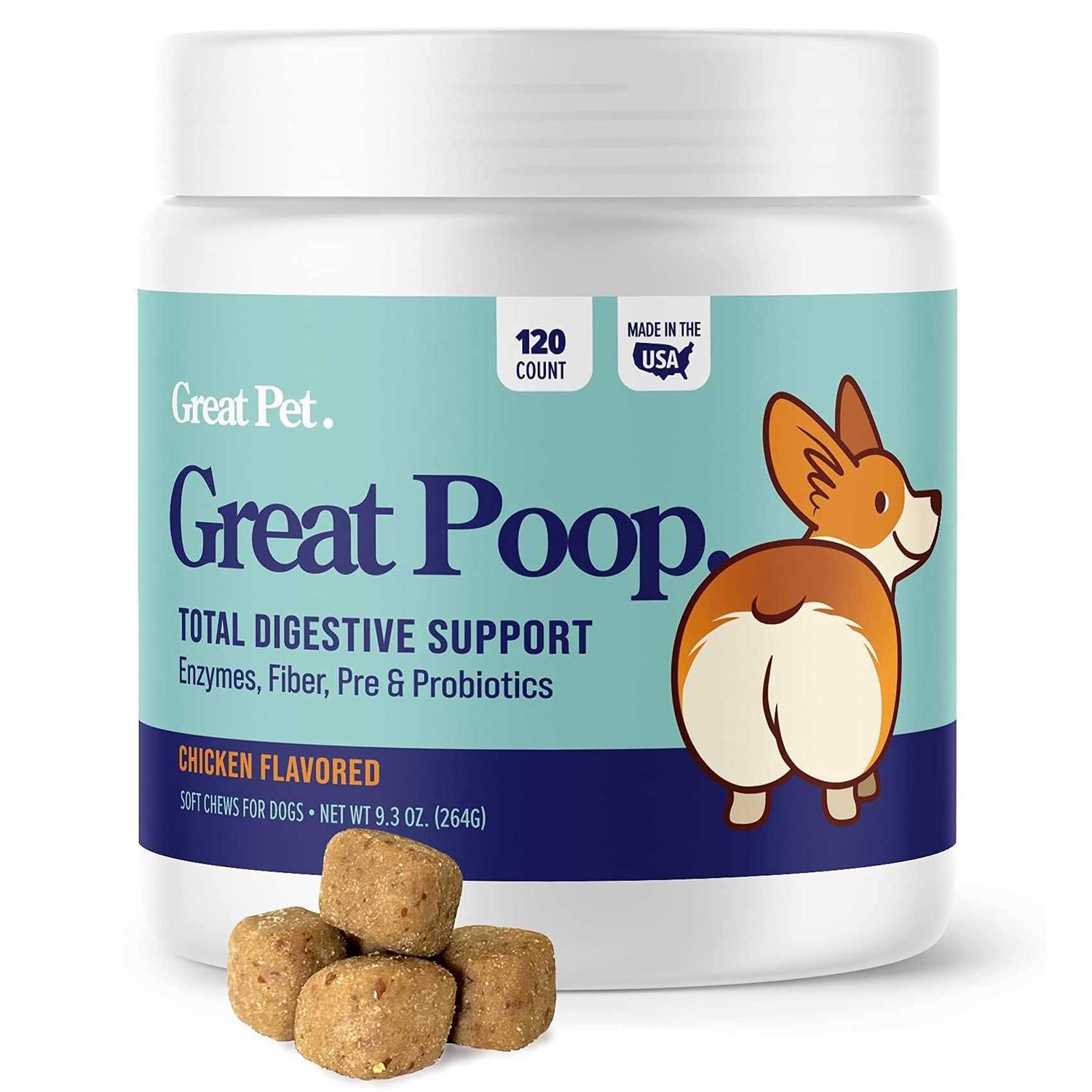 Great Pets Great Poop Probiotics for Dogs Fiber for Dogs Supplement with Dog Probiotics and Digestive Enzymes for a Healthy Gut - Healthber