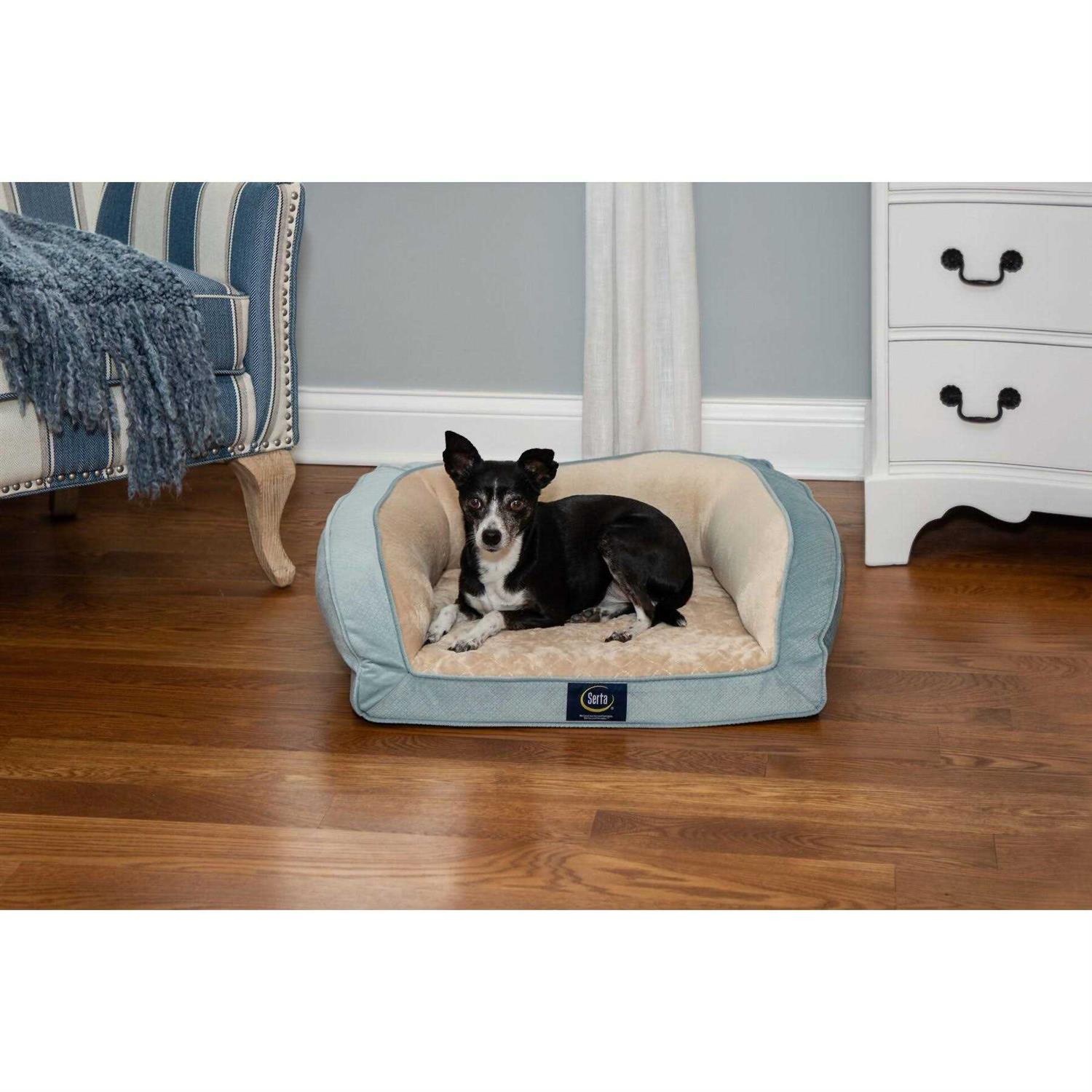 Serta Quilted Orthopedic Bolster Dog Bed w/Removable COVER - Healthber