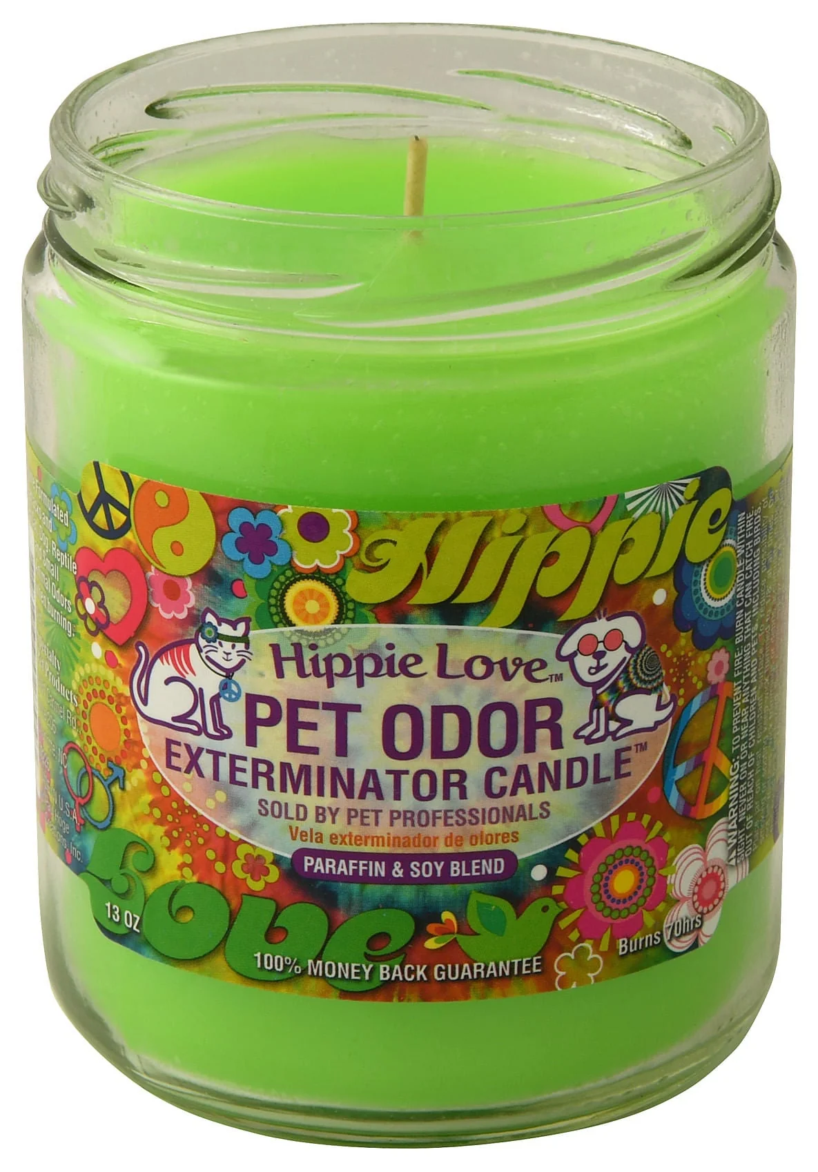 Pet Odor Exterminator Candle, Hippie Love, 13 oz - Healthber