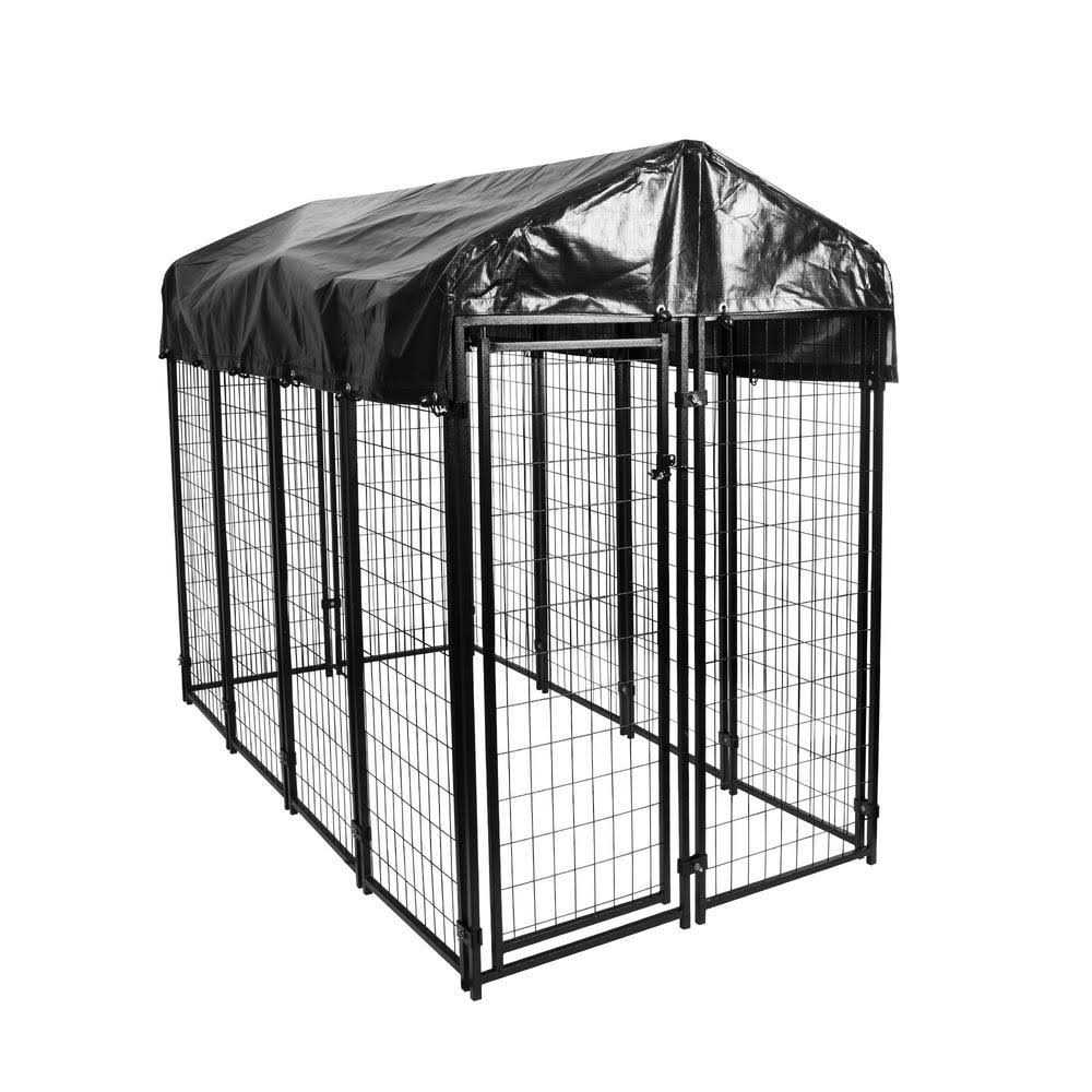 4 ft. x 8 ft. x 6 ft. Black Replacement Vinyl Roof for Pet Kennel - Healthber