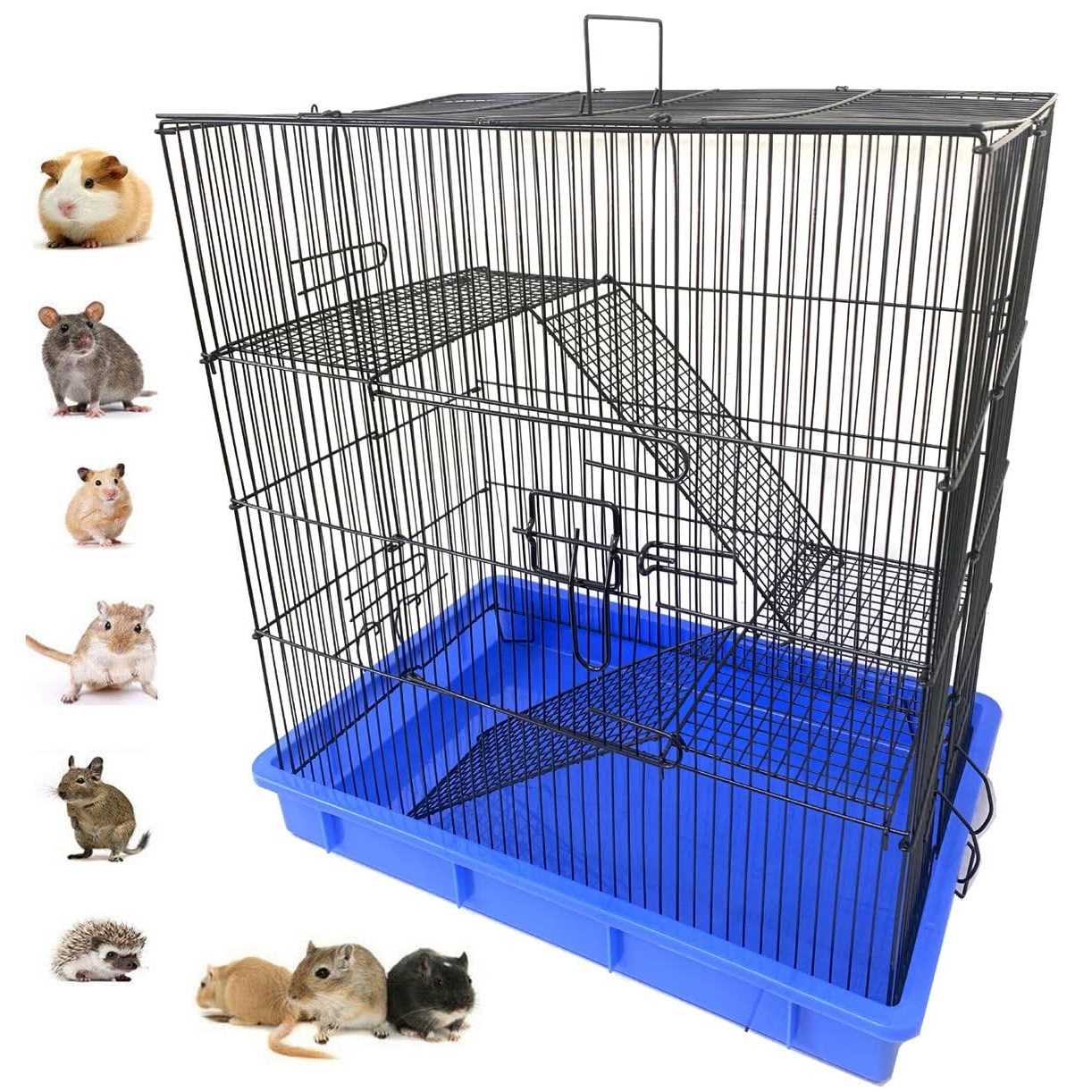 Mcage 3-story Ferret Chinchilla Sugar Glider Rats Guinea Pig Mouse Gerbil Hamster Hedgehog Animal Habitat Cage with Tight 3/8-Inch Wire Body Prevent - Healthber