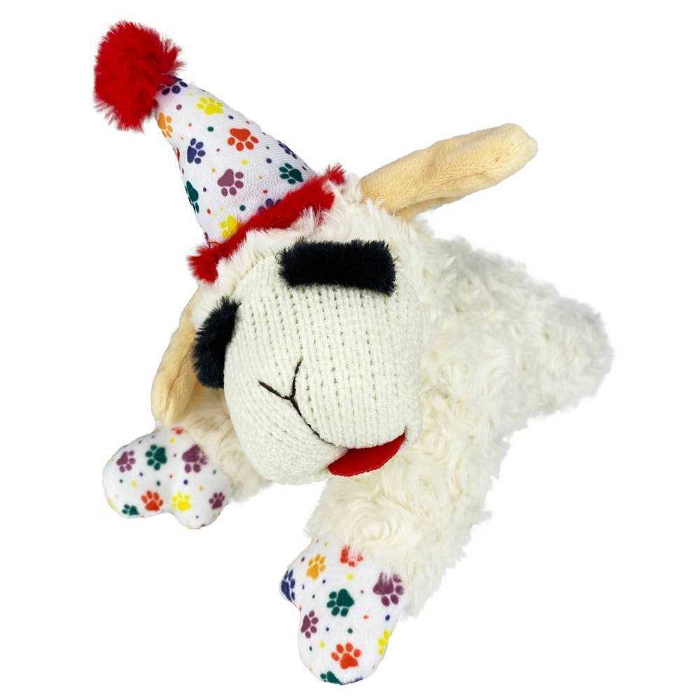 Multipet Lamb Chop Dog Toy with Birthday Hat - Healthber
