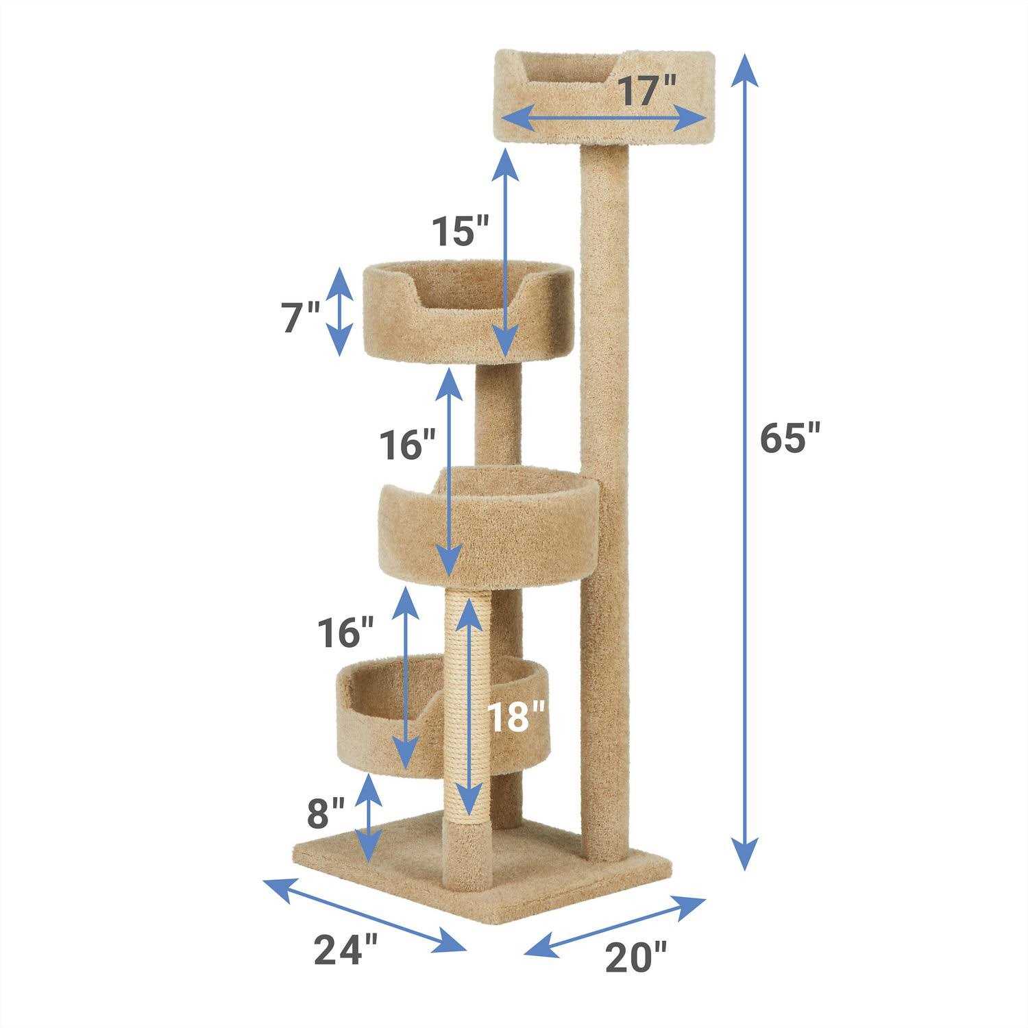 Frisco 65-in Real Carpet Wooden Cat Tree - Healthber