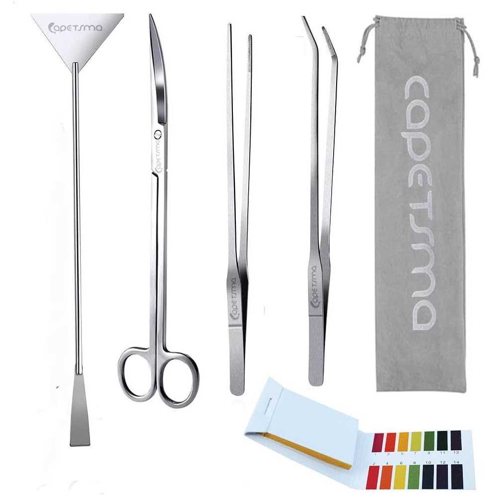 Capetsma Aquascape Tools Long Stainless Steel Aquarium Plant Tools Aquarium Tweezers Scissors Spatula Tool Set Bonsai Kit Algae Scrapers Aquarium - Healthber