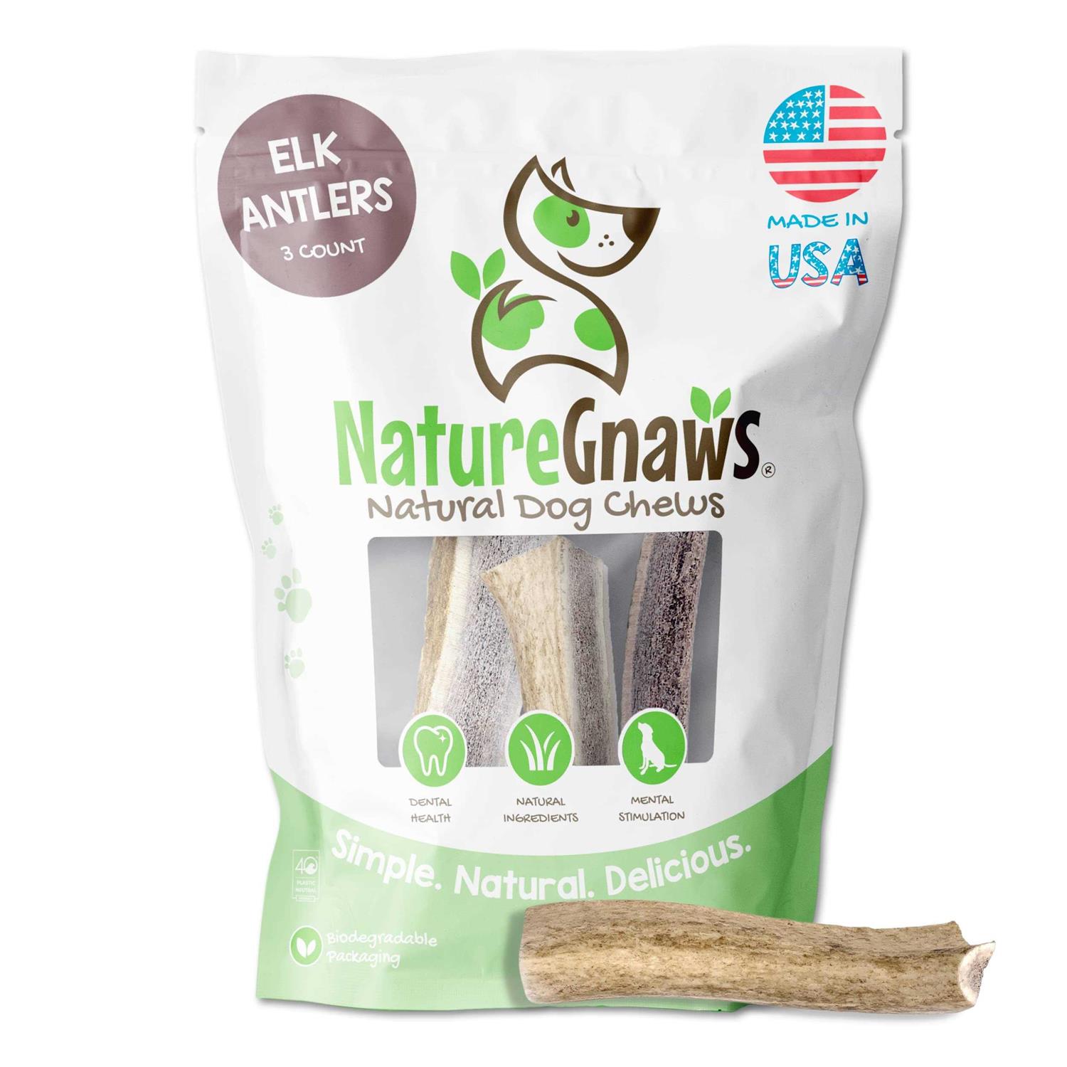 Nature Gnaws Elk Antlers for Large Dogs Premium Natural USA Antler - Healthber