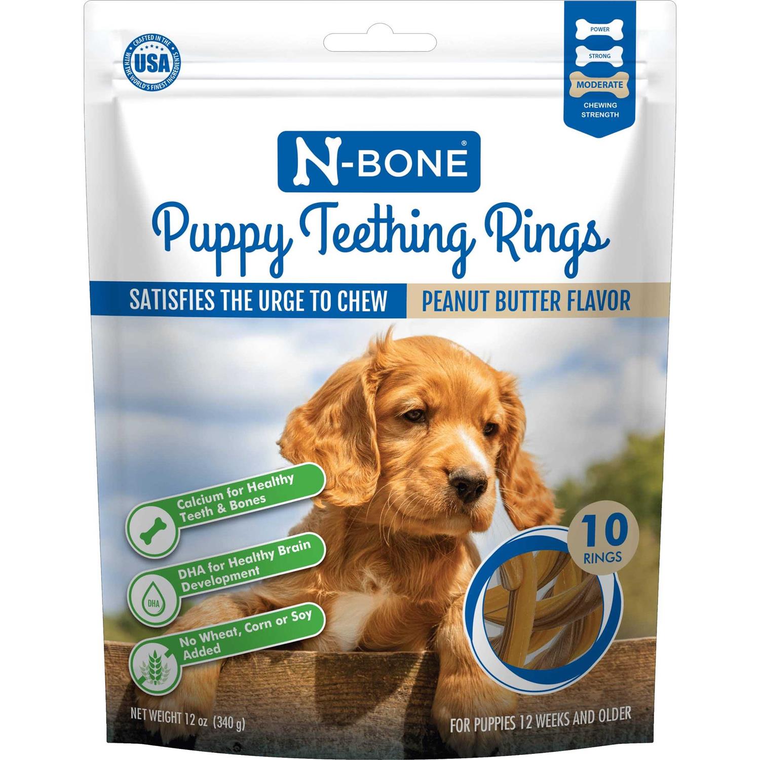 N-bone Puppy Teething Rings Peanut Butter Flavor 10 Treats - Healthber