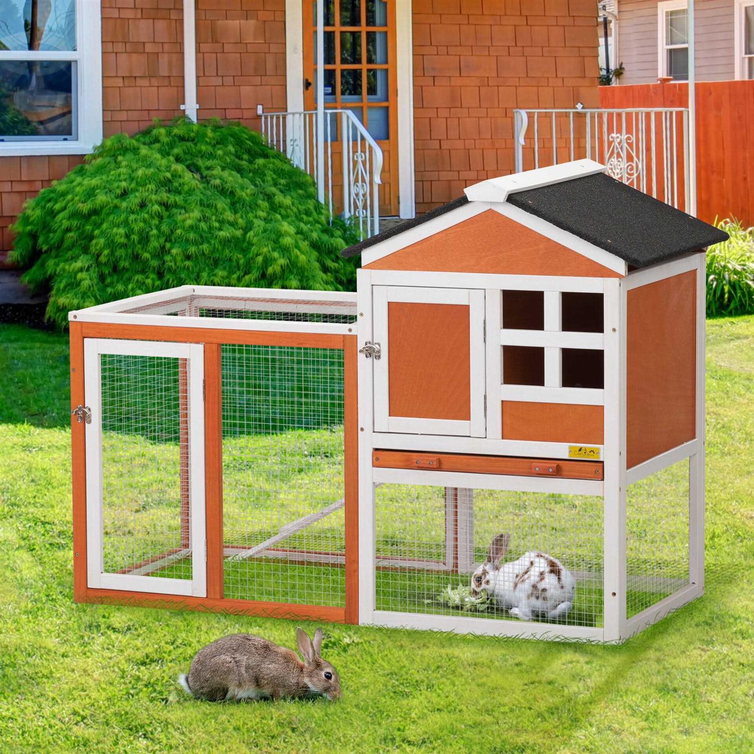 Coziwow 2-Story Wooden Rabbit Hutch - Healthber