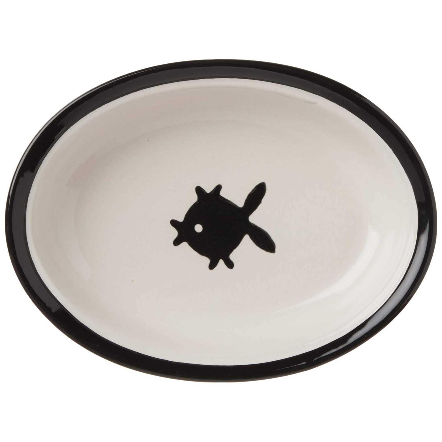 PetRageous 10070 Oval City Pets Stoneware Cat Bowl 6.25-Inch Wide and 1.5-Inch Tall Saucer - Healthber