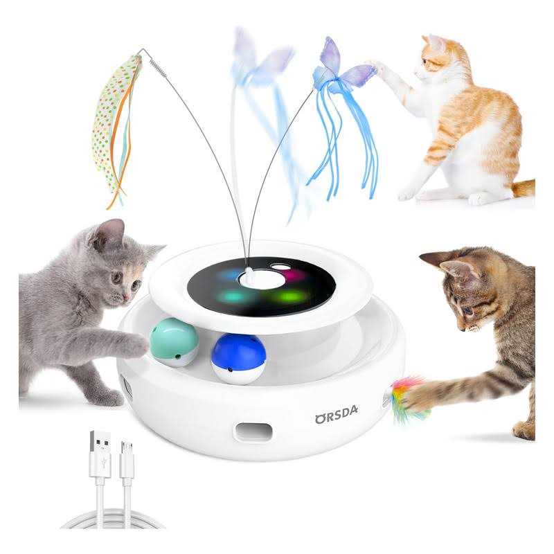 ORSDA 3-in-1 Cat Toys Rechargeable Interactive Cat Toys for Indoor Cats Automatic Kitten Toy - Healthber