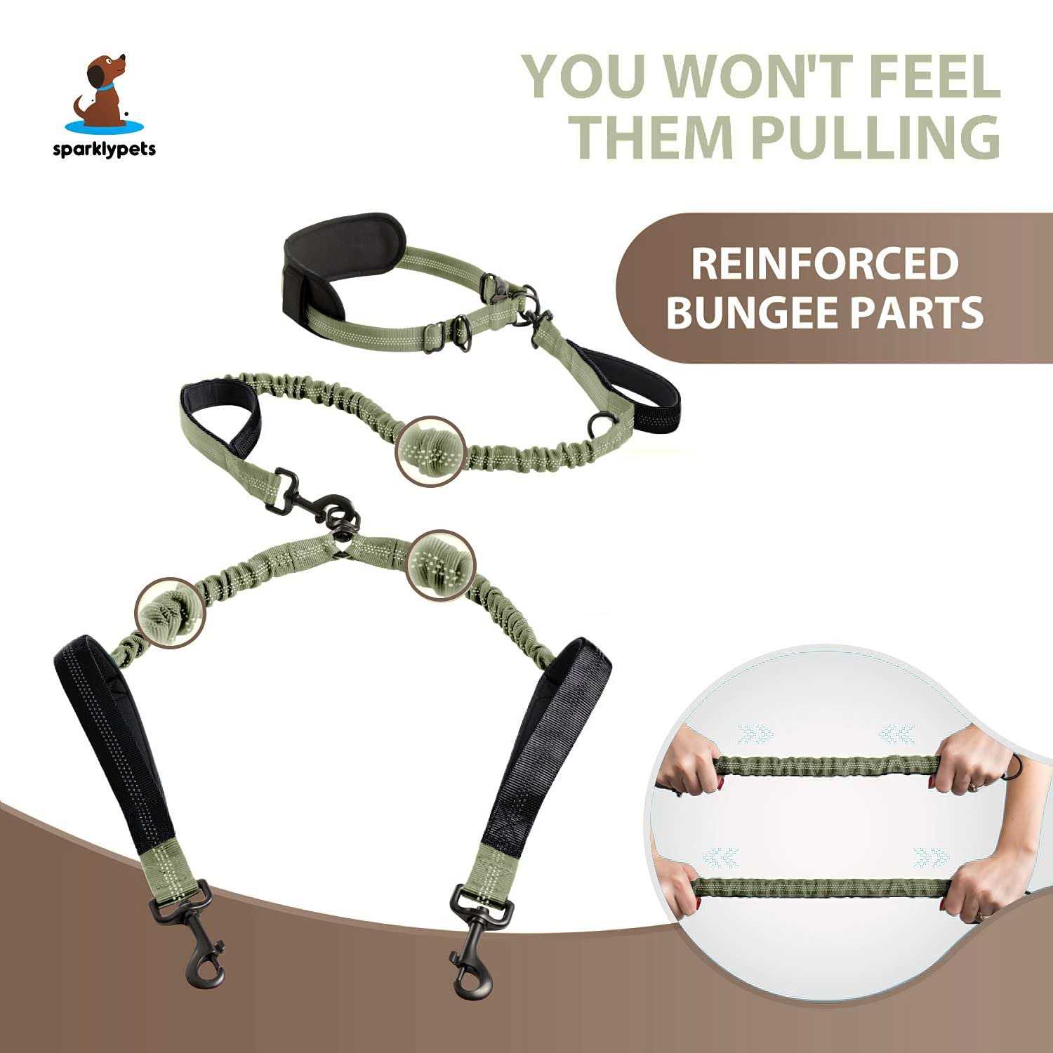 SparklyPets Hands Free Double Dog Leash Dual Dog Leash for Medium and Large Dogs - Healthber