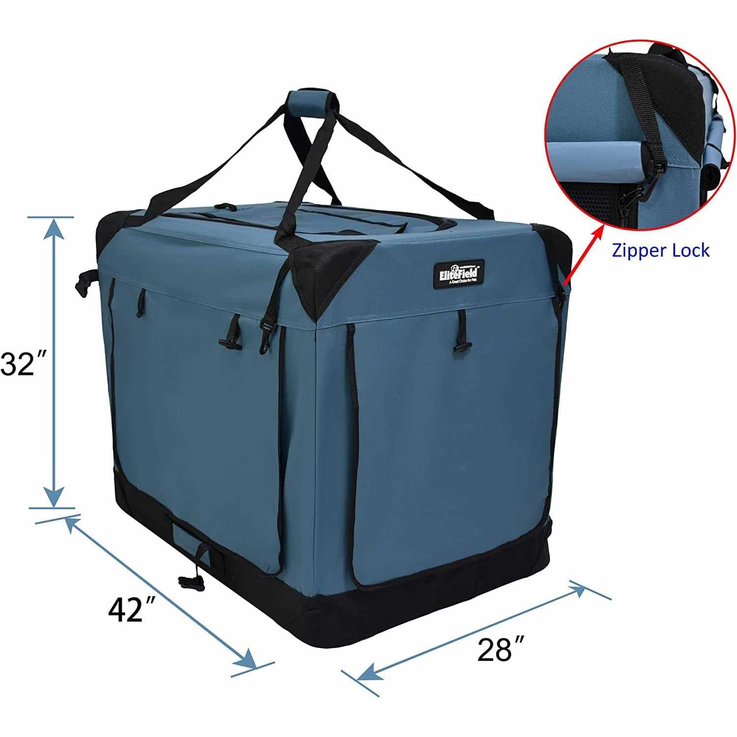 EliteField 3-Door Folding Soft Dog Crate Indoor & Outdoor Pet Home Multiple Sizes and colors Available - Healthber