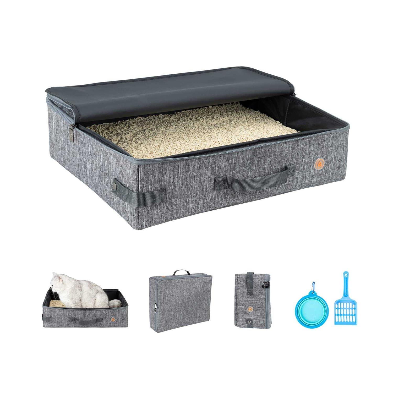 petisfam Portable Cat Travel Litter Box for Cats in Car. Odor Free - Healthber