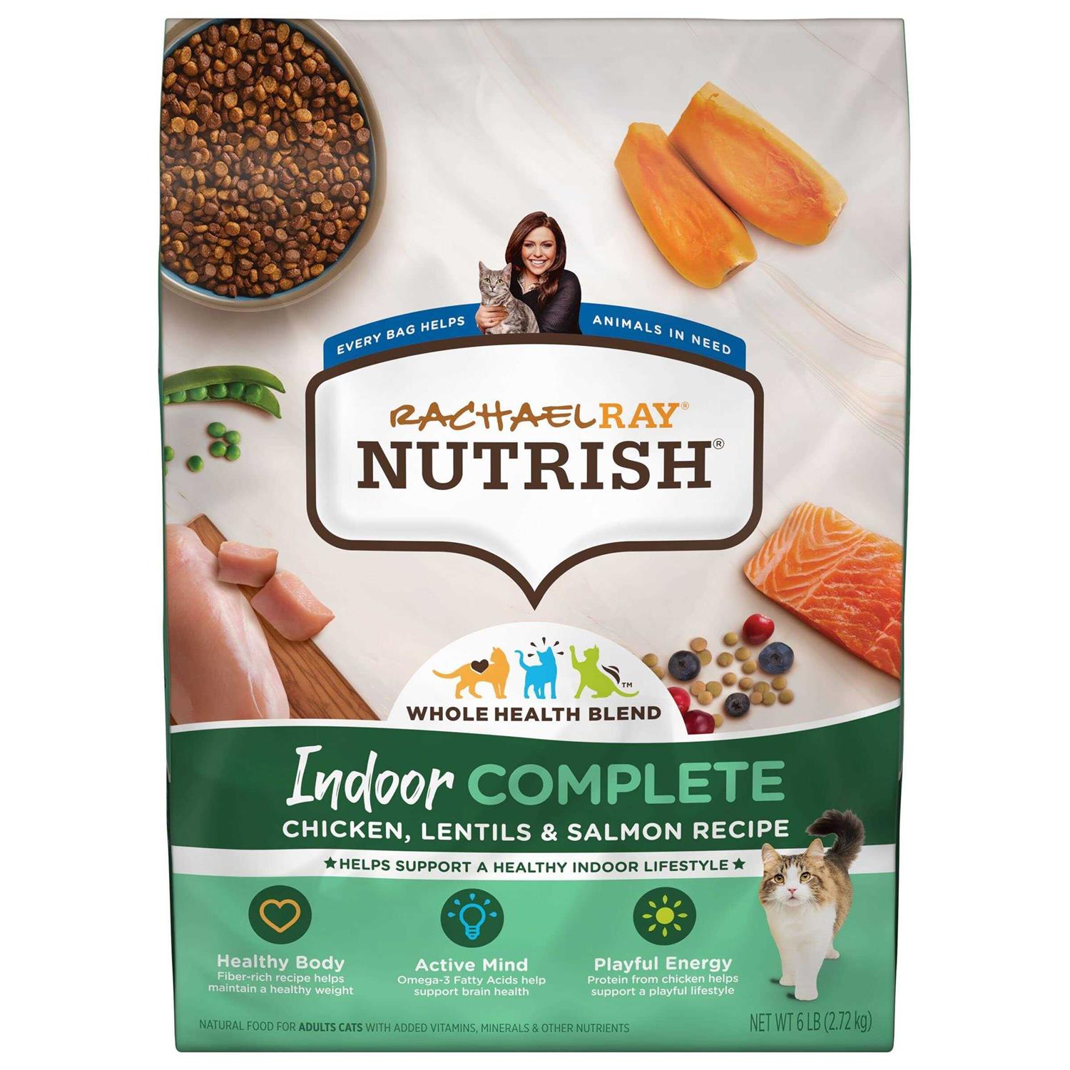 Rachael Ray Nutrish Indoor Complete Chicken with Lentils & Salmon Dry Cat Food - Healthber