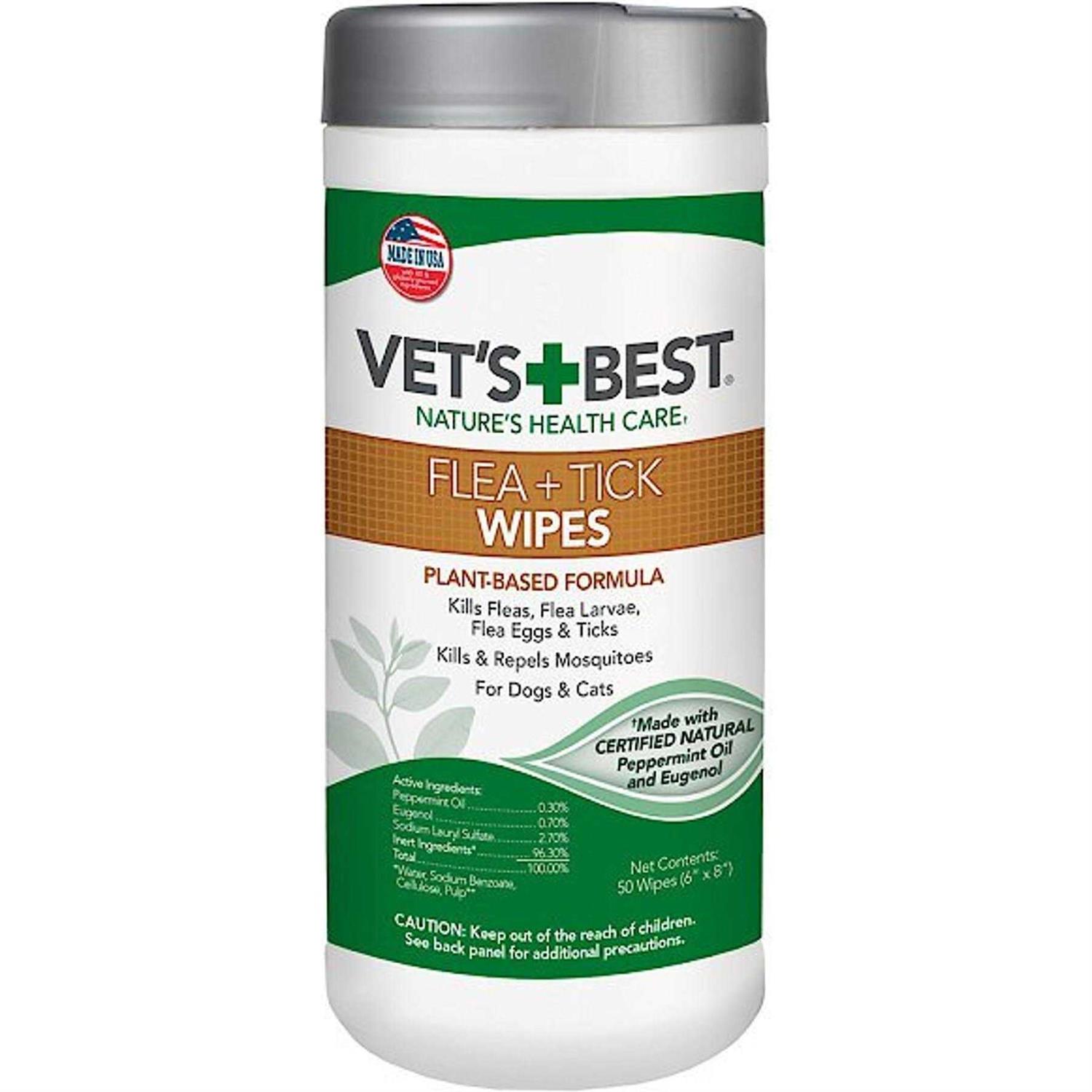 Vet’s Best Flea and Tick Wipes for Dogs & Cats - Healthber