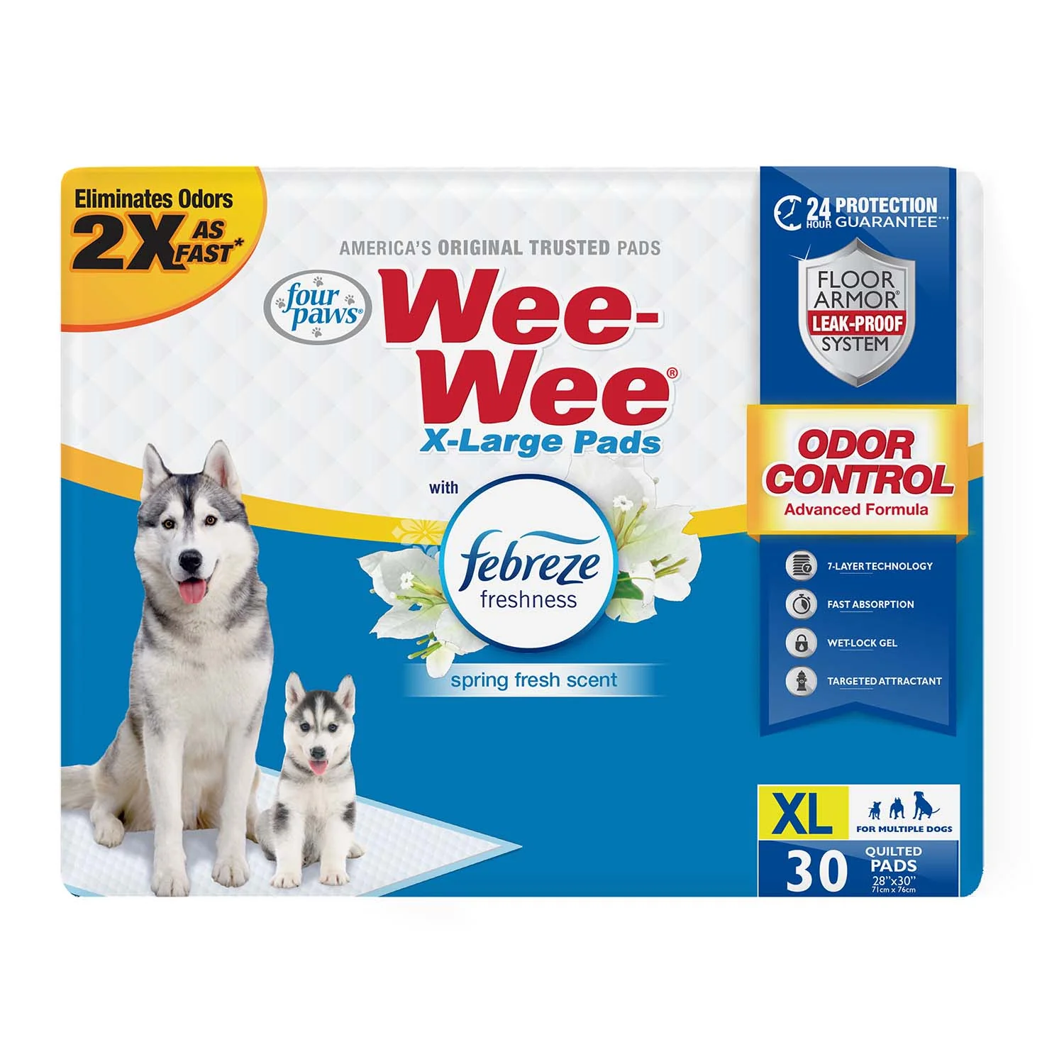 Wee-Wee Odor Control X-Large Dog Pads with Febreze Freshness - Healthber