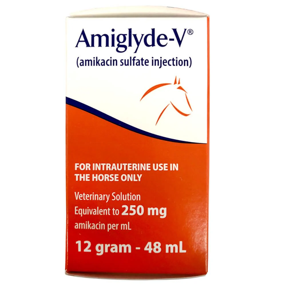 Rx Amiglyde-V (amikacin sulfate) Injection for Horses, 250mg/ml injection x 48ml bottle - Healthber