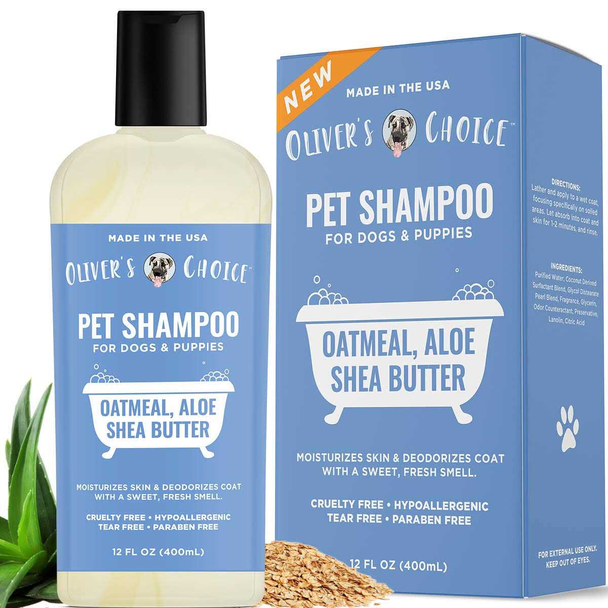 Oliver’s Choice Dog Shampoo with Oatmeal and Aloe. Shea Butter for Smelly Dogs - Healthber
