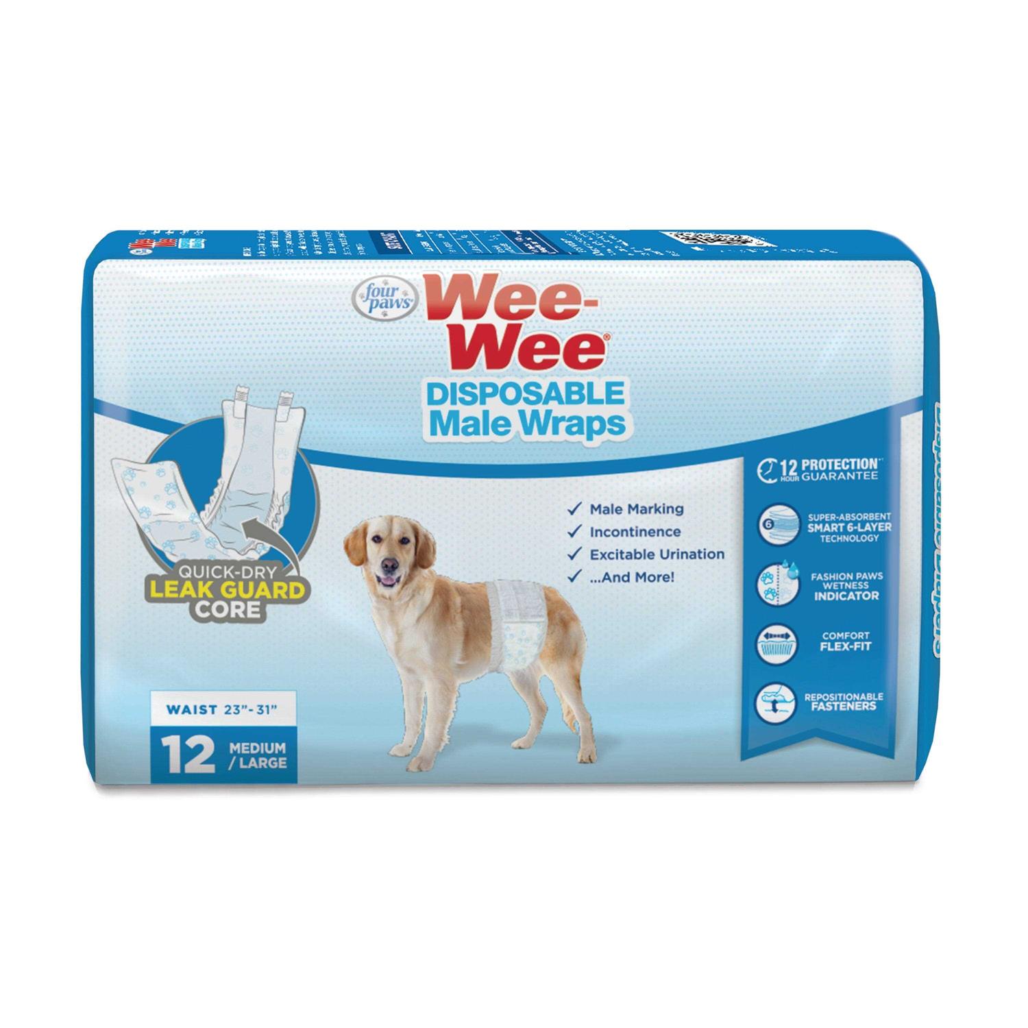 Four Paws Wee Wee Disposable Male Dog Wraps - Healthber
