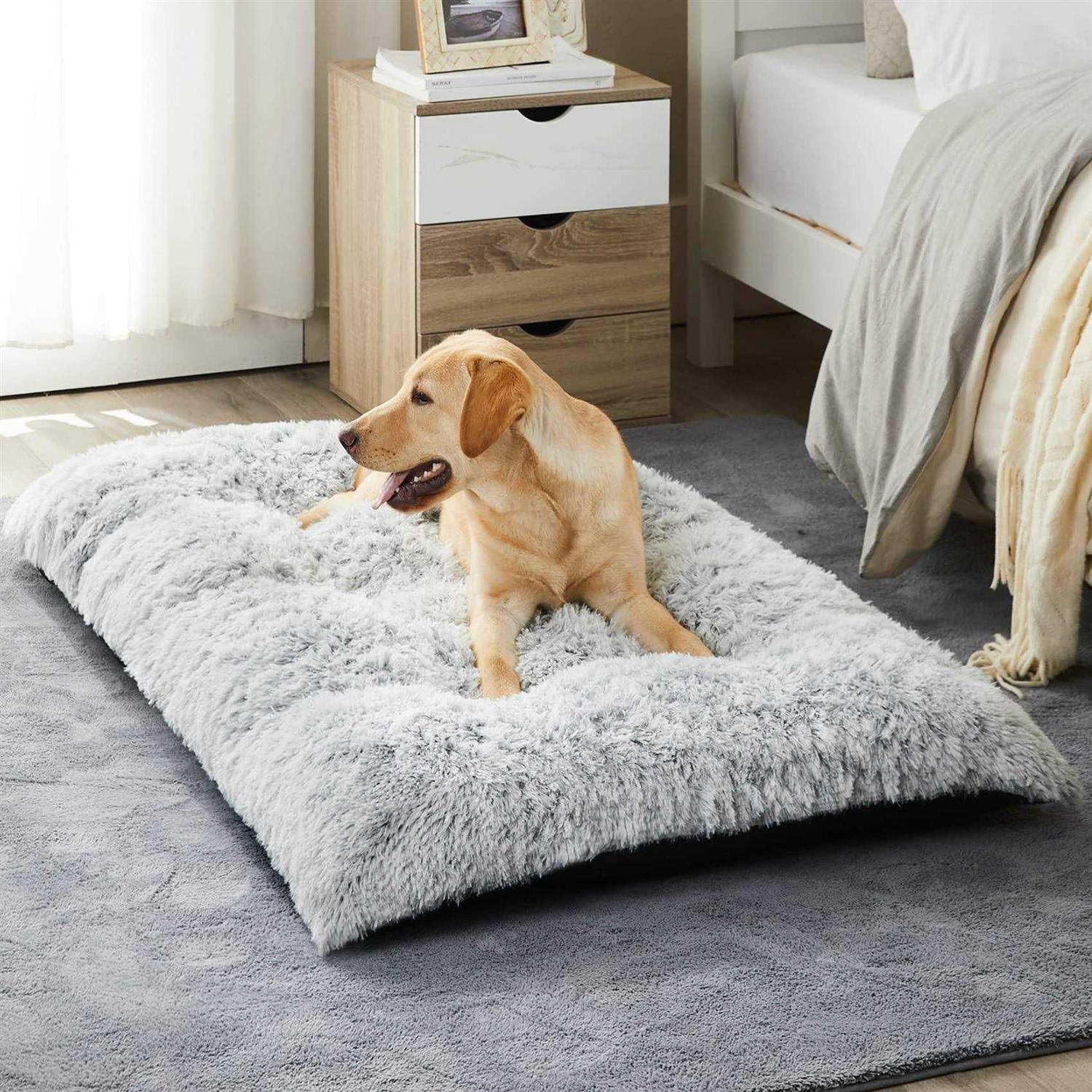 BFPETHOME Dog Beds for Large Dogs Plush Dog Crate Bed Fluffy Cozy Kennel Pad for Sleeping &Ease Anxiety - Healthber