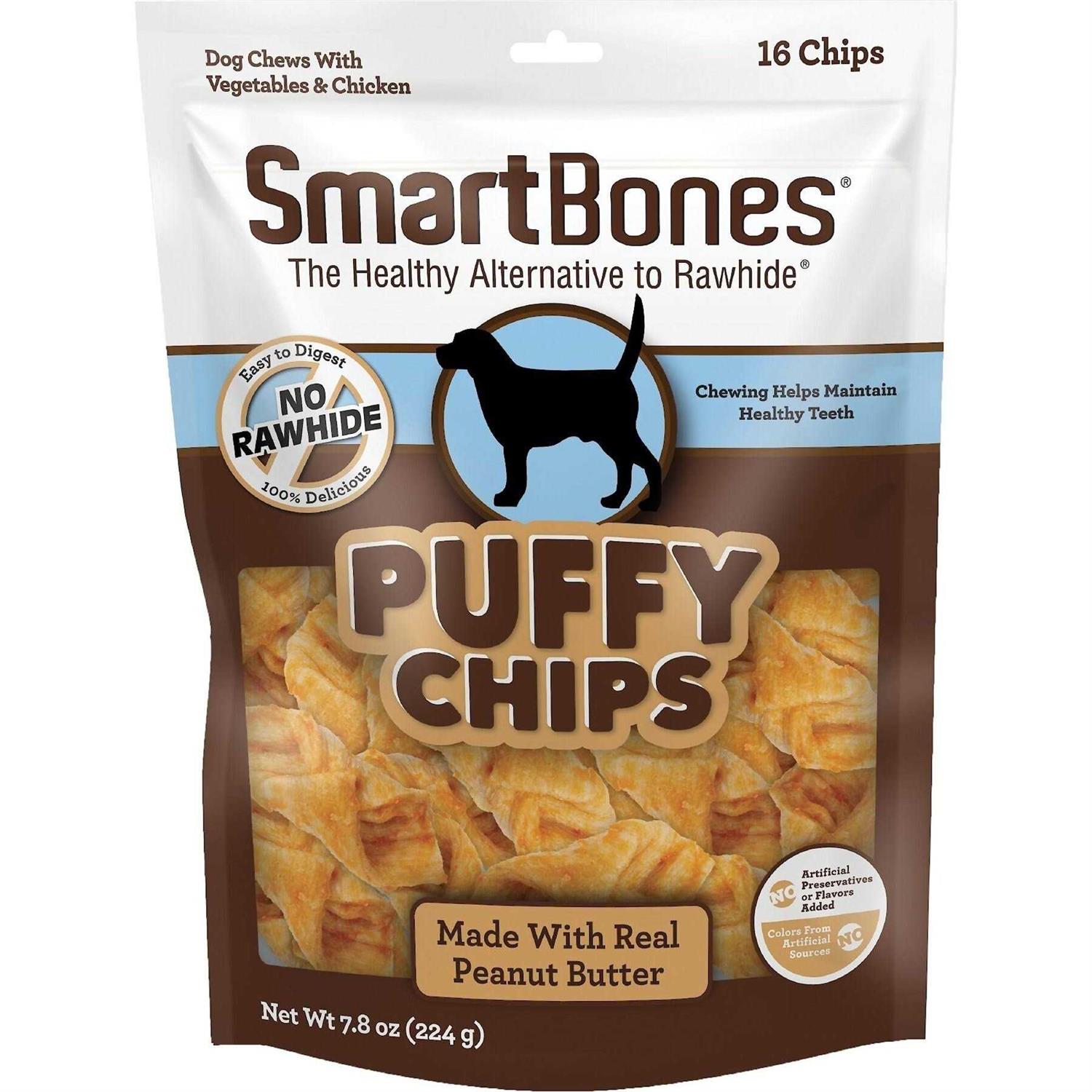 SmartBones Puffy Chips Real Peanut Butter Dog Treats - Healthber
