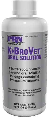 Rx K-BroVet (potassium bromide) Oral Solution for Dogs, 250mg x 10oz, Butterscotch-Vanilla - Healthber