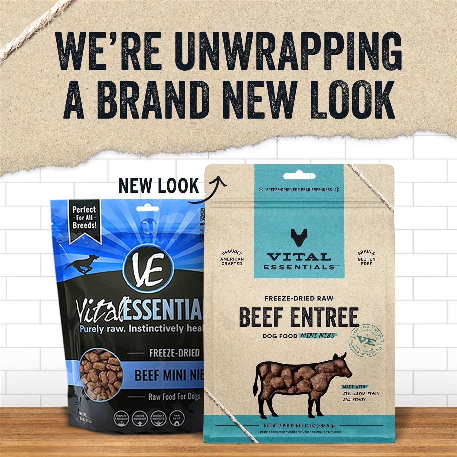 Vital Essentials Beef Entree Mini Nibs Freeze-Dried Raw Dog Food - Healthber