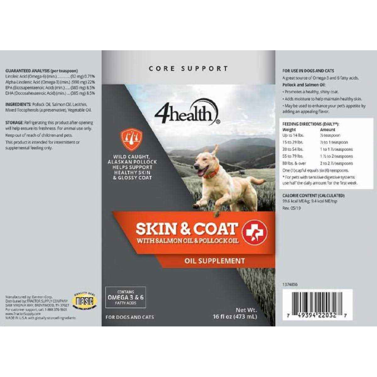 4health Salmon and Pollock Oil Skin and Coat Supplement for Dogs - Healthber