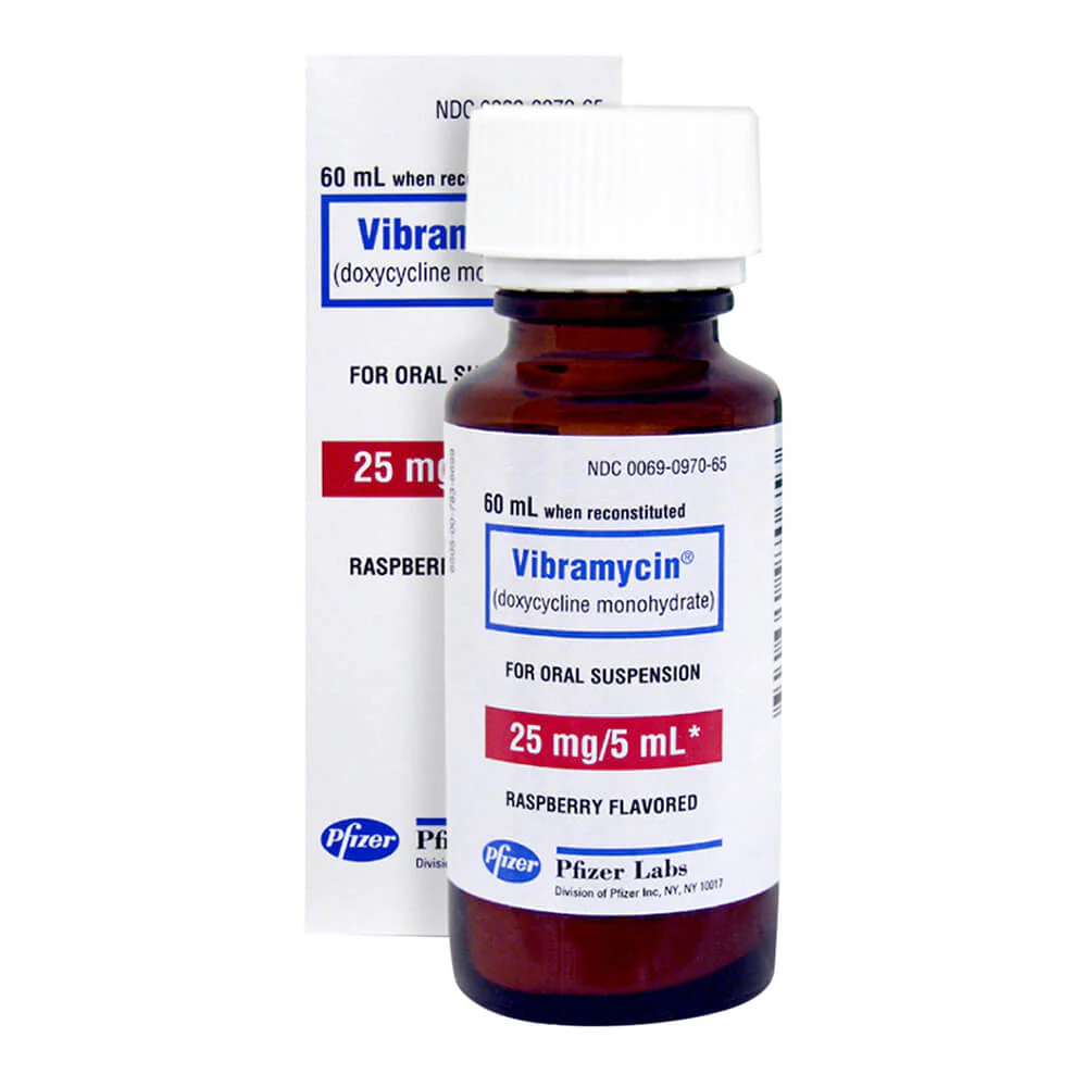 Rx Vibramycin (doxycycline) Oral Suspension, 25mg/5mL, 60mL - Healthber