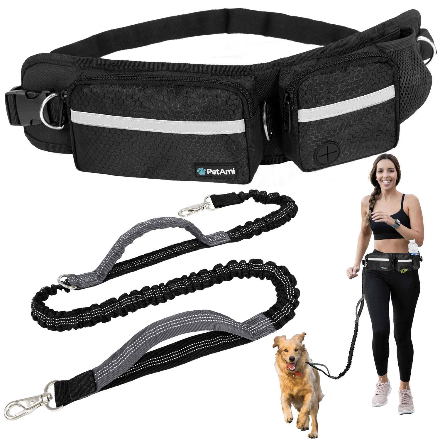 PetAmi Hands Free Dog Leash Dog Running Leash Belt Bag for Walking - Healthber