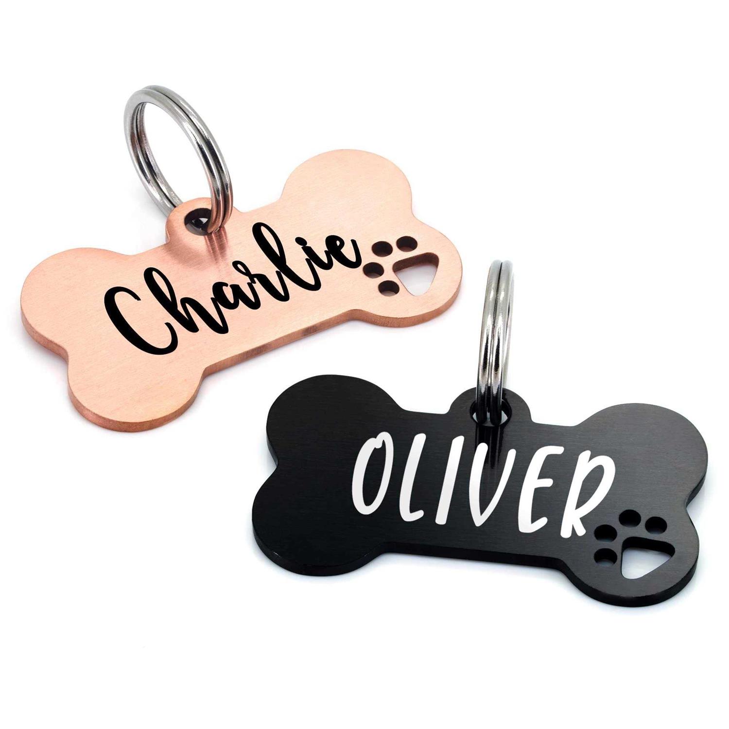 Ultra Joys Stainless Steel Pet ID Tags, Personalized Dog Tags Engraved for Pets On Both Sides, Dog Bone Tag, Customized Dog Tags and Cat Tags - Healthber