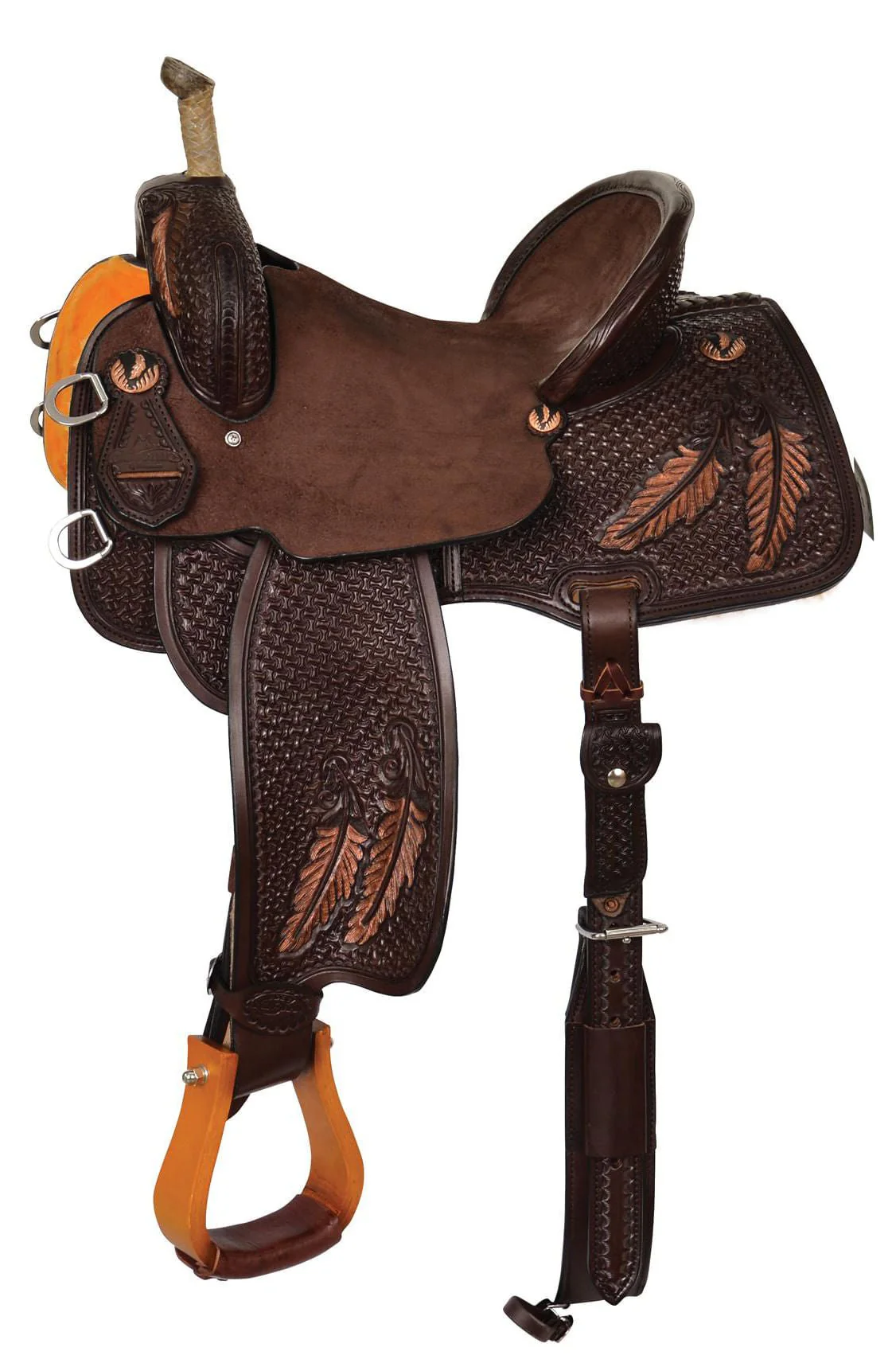 Team Camarillo Fine Feathers Barrel Saddle, Wide Tree, Chocolate - Healthber