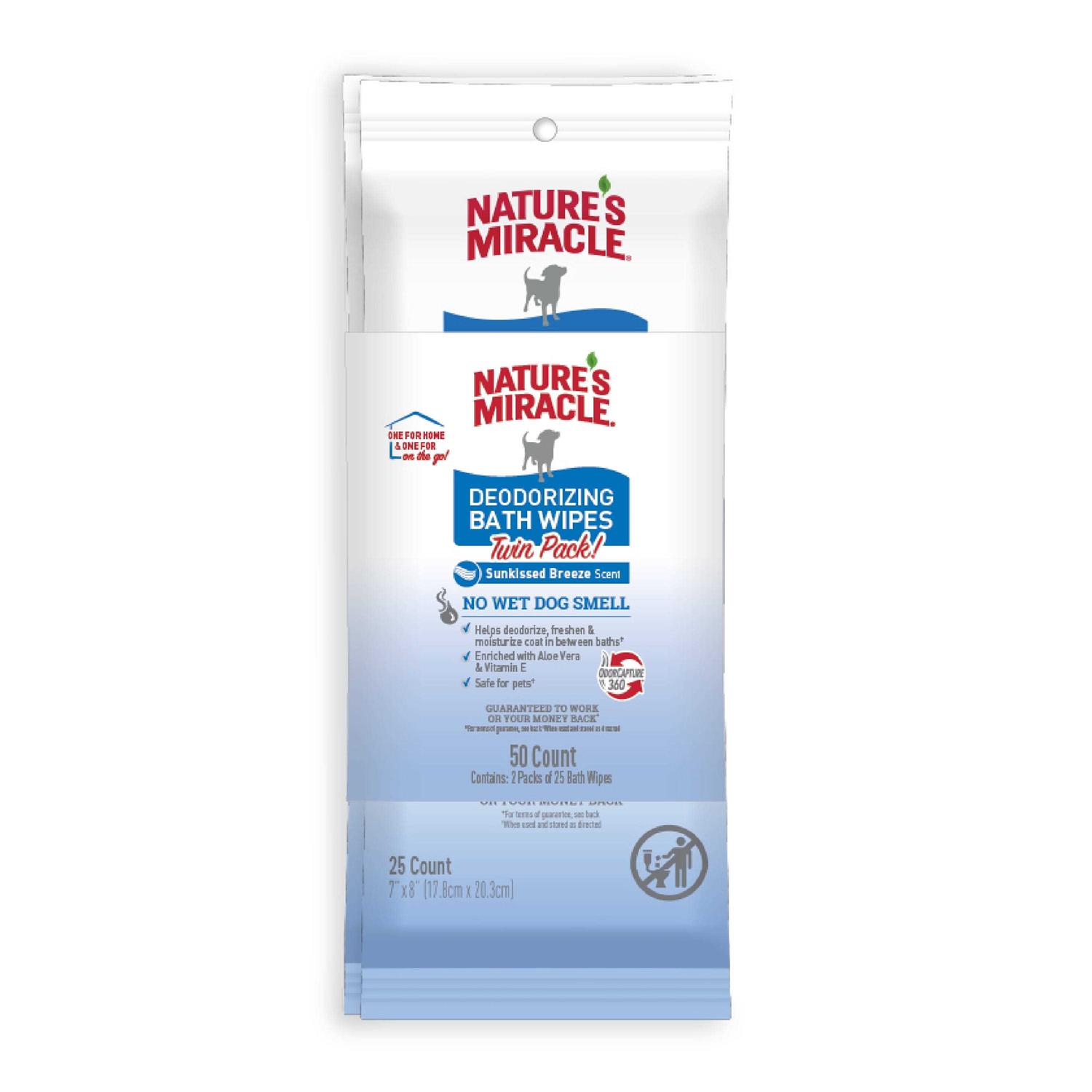 Nature’s Miracle Miracle Deodorizing Bath Wipes for Dogs - Healthber