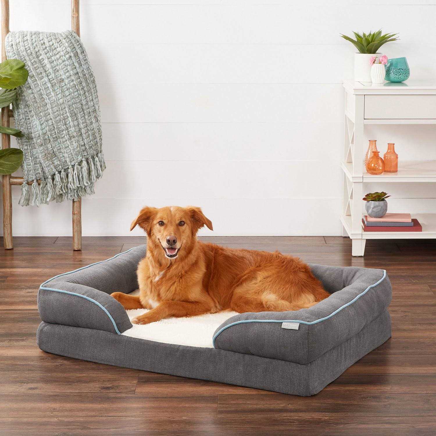 Frisco Plush Orthopedic Front Bolster Cat Dog Bed w/Removable COVER - Healthber