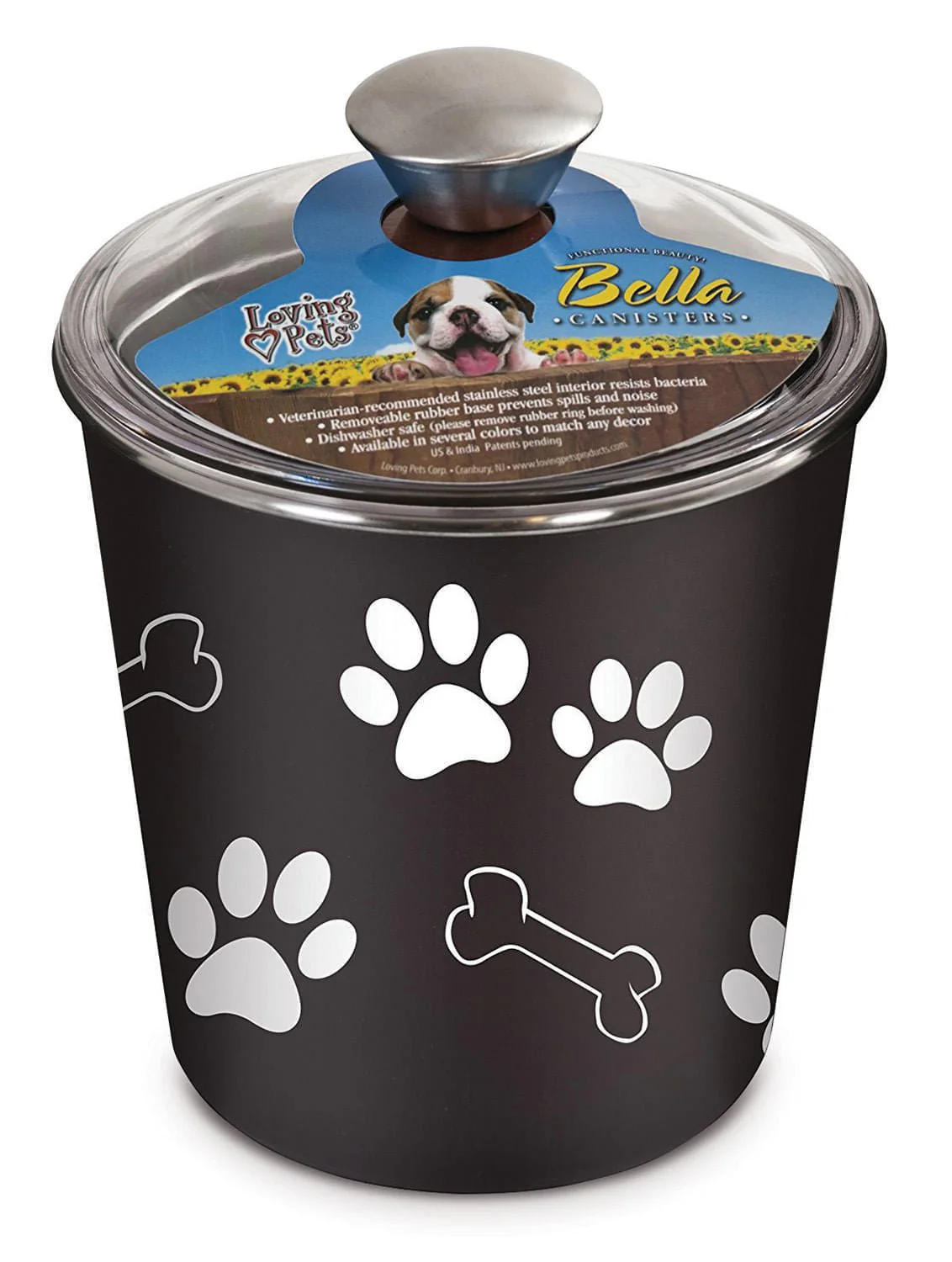 Loving Pets Bella Dog and Cat Treat Canister, Espresso - Healthber