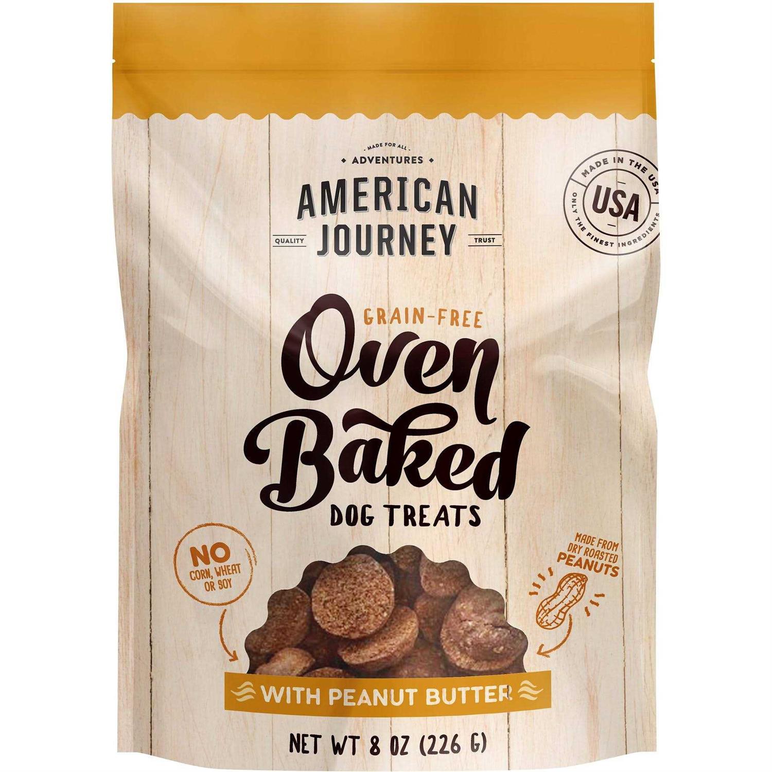 American Journey Peanut Butter Recipe Grain-Free Oven Baked Crunchy Biscuit Dog Treats - Healthber