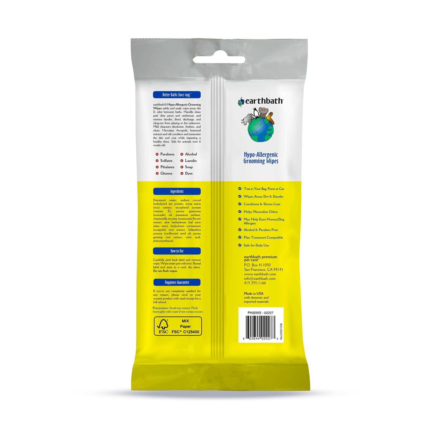 Earthbath Grooming Wipes Hypo Allergenic - Healthber