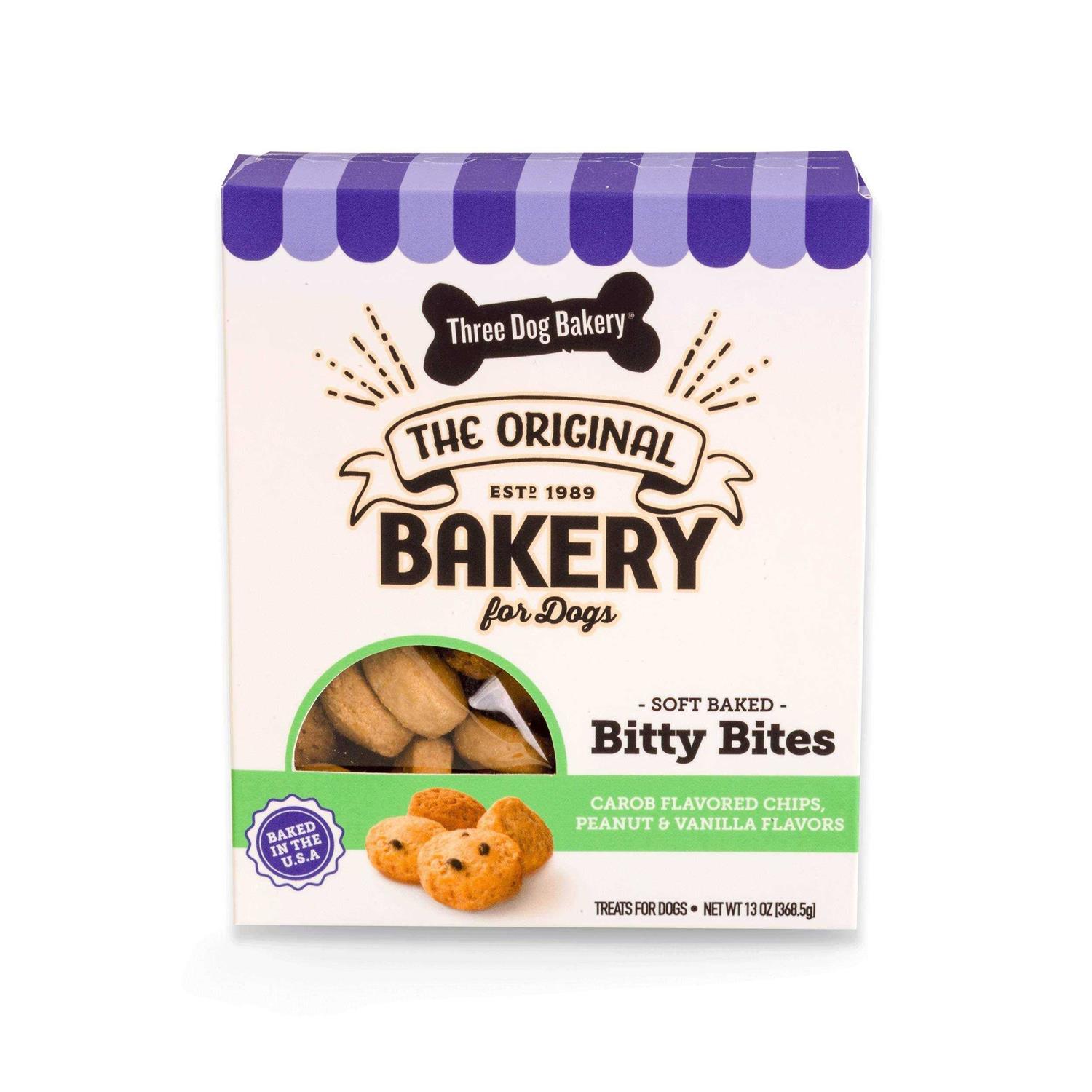 Three Dog Bakery Carob Peanut & Vanilla Soft Baked Bitty Bites - Healthber