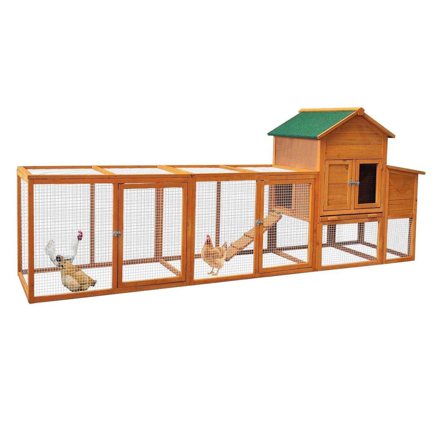 RUNVA 122”Chicken Coop with Nest Box Poultry Cage with Removable Tray - Healthber