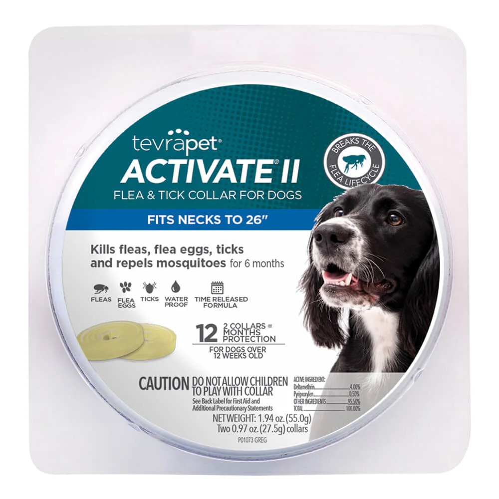 TevraPet Activate II Flea & Tick Collar for Dogs, 12 Month, 2 ct - Healthber