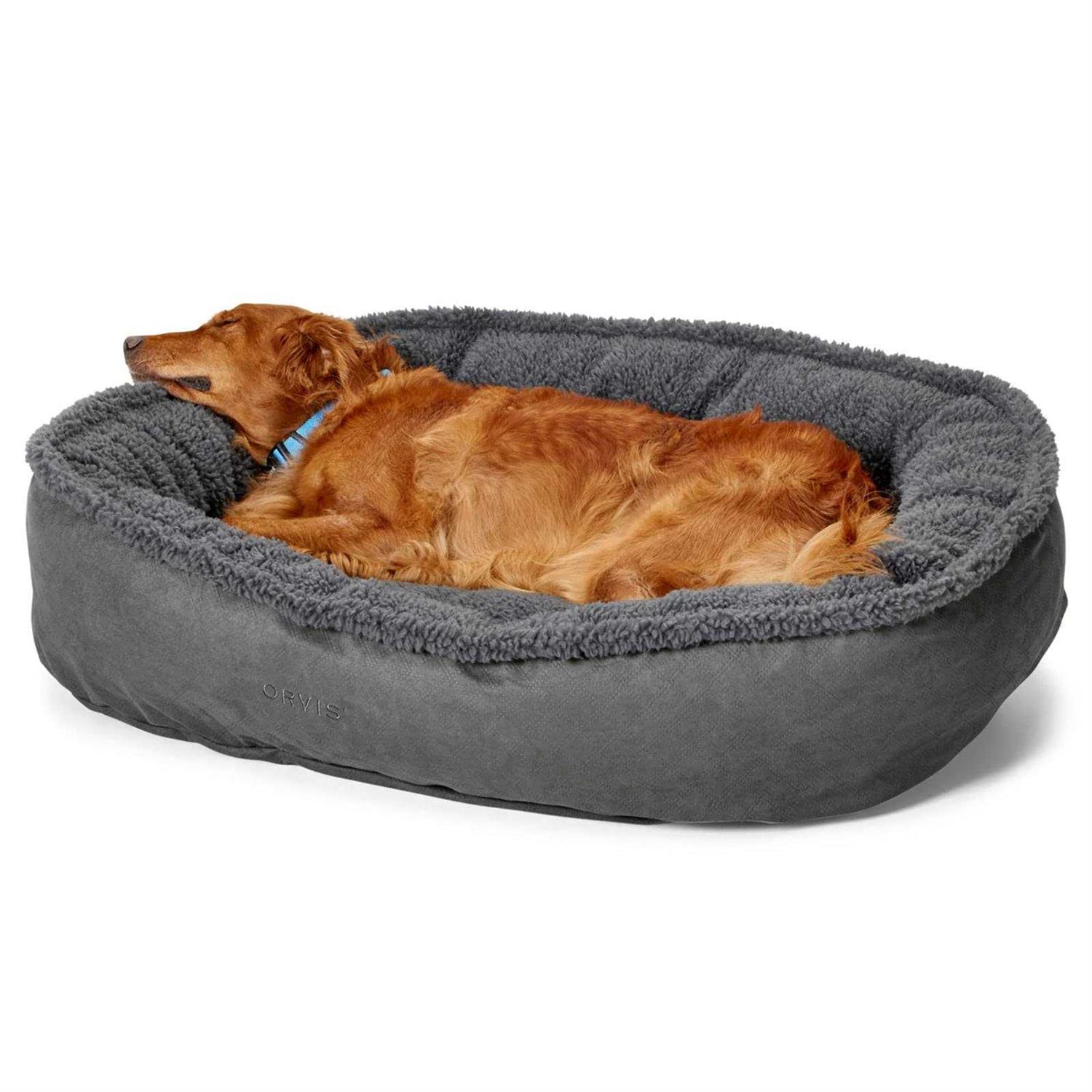 Orvis ComfortFill-Eco Wraparound Dog Bed with Fleece - Healthber