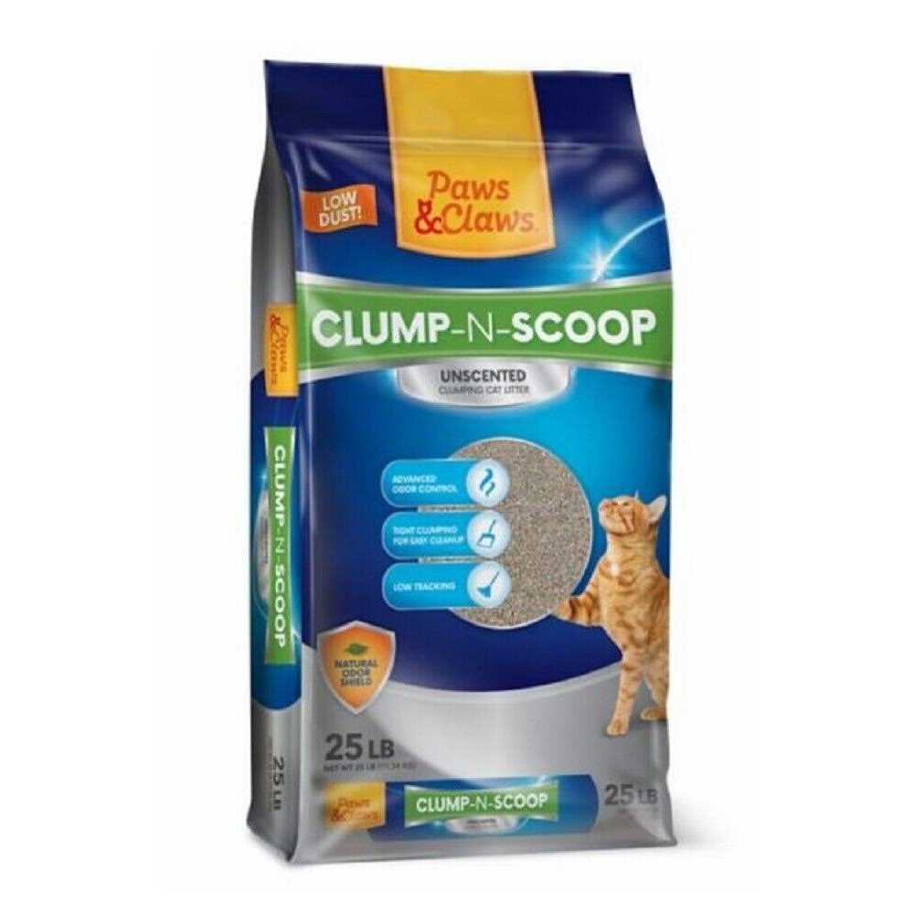 Paws & Claws Clump-N-Scoop Scoopable Unscented Clumping Clay Cat Litter - Healthber