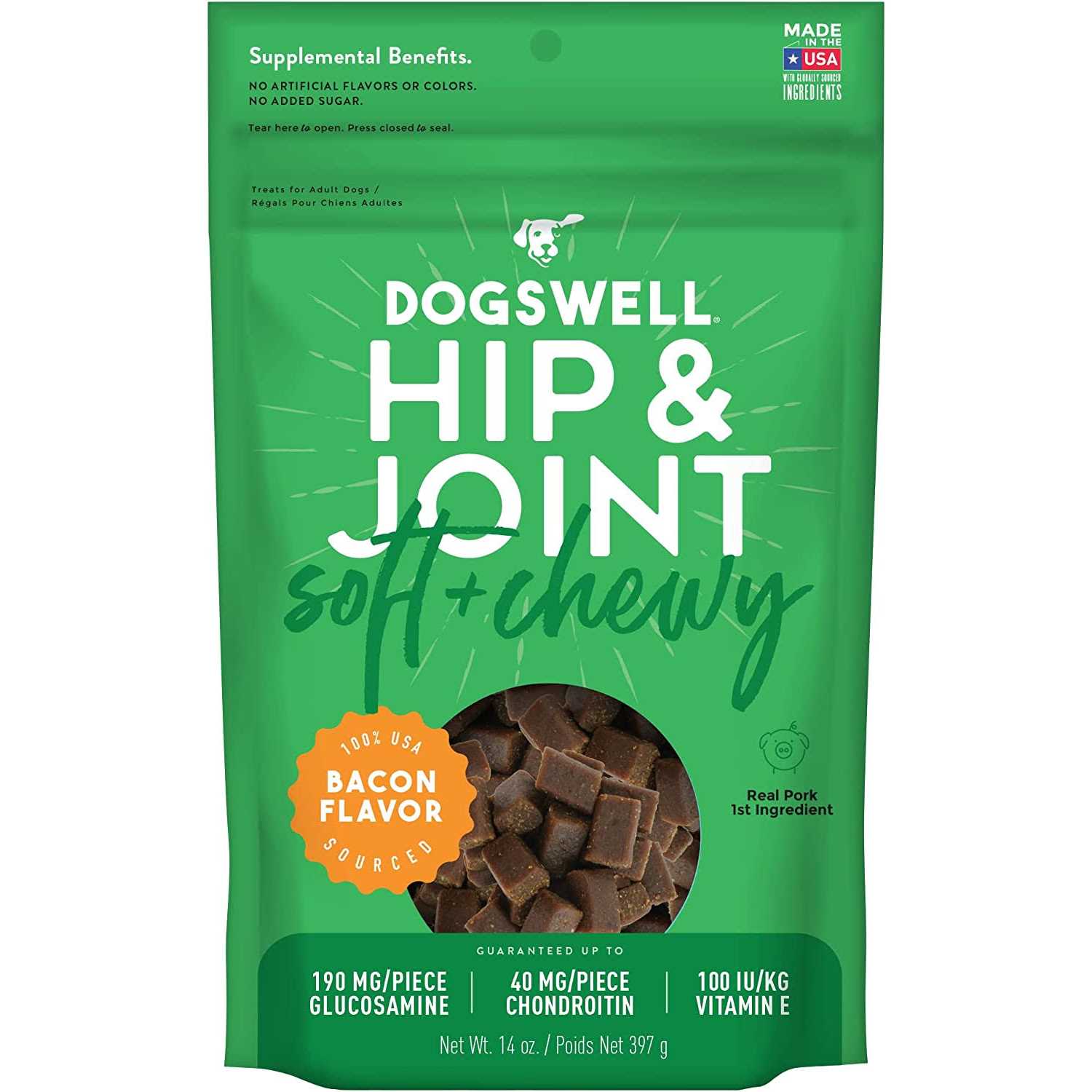 Dogswell Hip & Joint Soft & Chewy Bacon Dog Treats - Healthber
