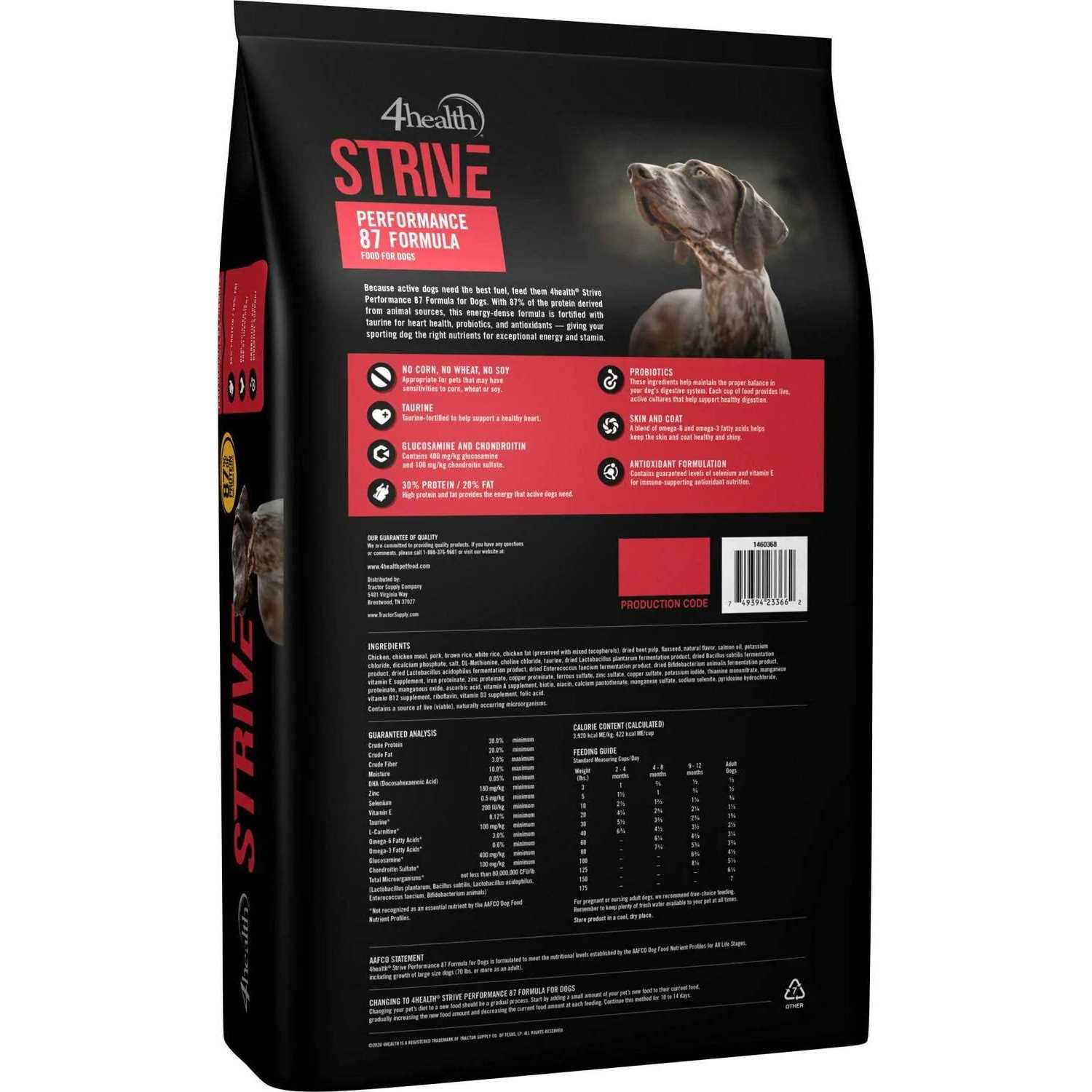 4health 9694 Strive Endurance Performance 87 Formula Dry Dog Food - Healthber